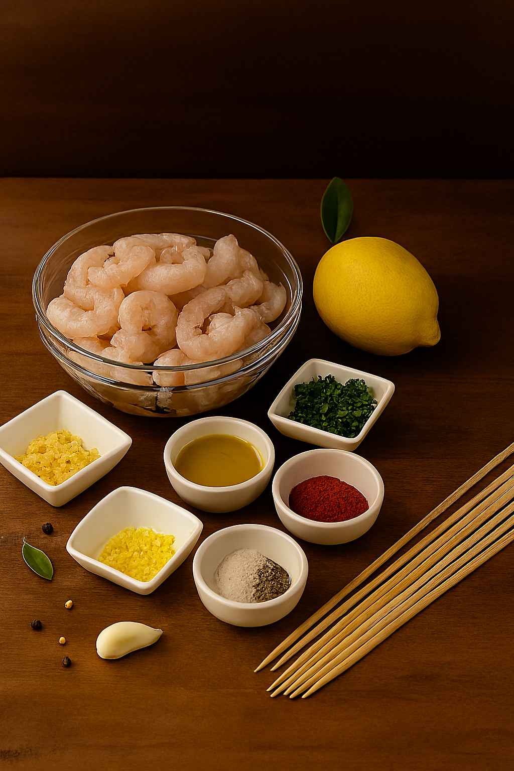 [translate:Ingredientes brocheta de gambas, ajo y limón]