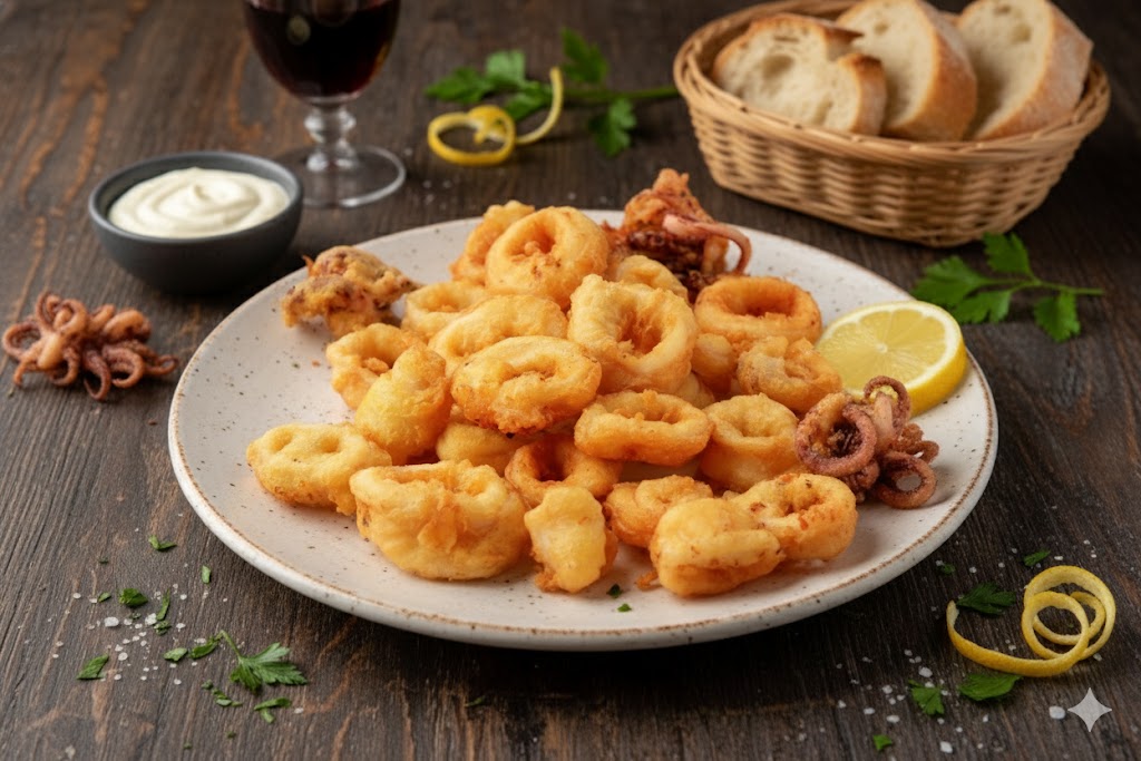 Calamares a la romana servidos