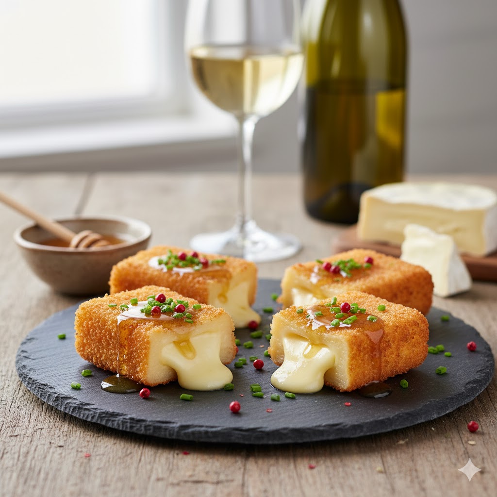 [translate:Canapés de brie rebozado con miel servidos]