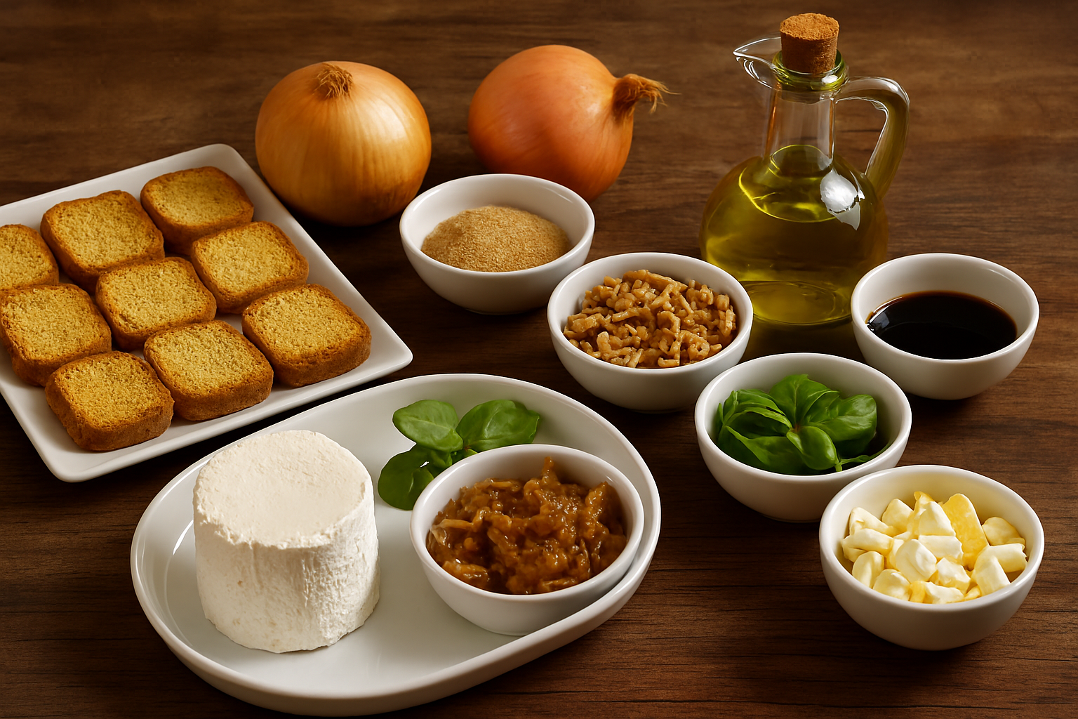 [translate:Ingredientes canapés de queso de cabra y cebolla caramelizada]