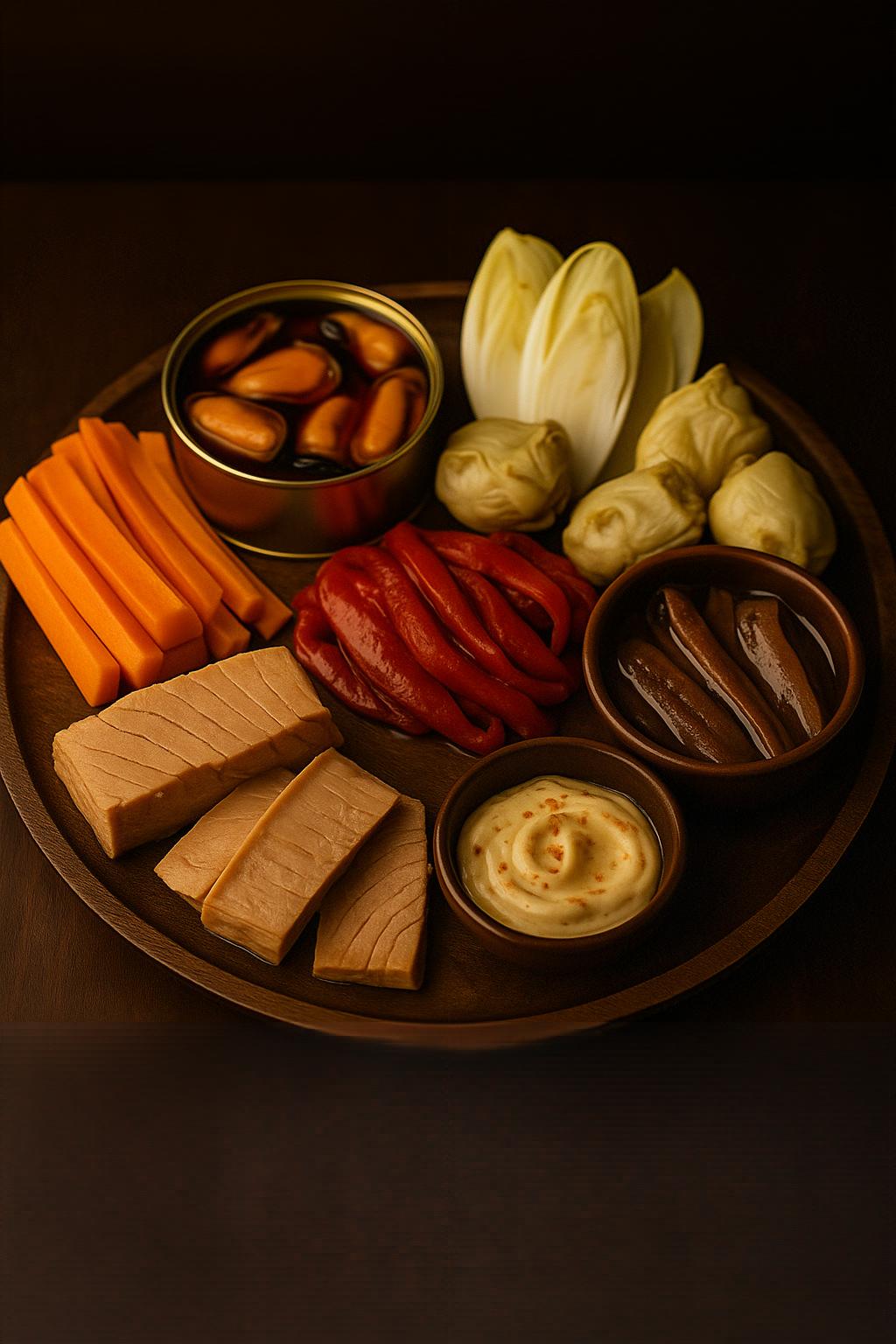 Surtido de conservas para aperitivo