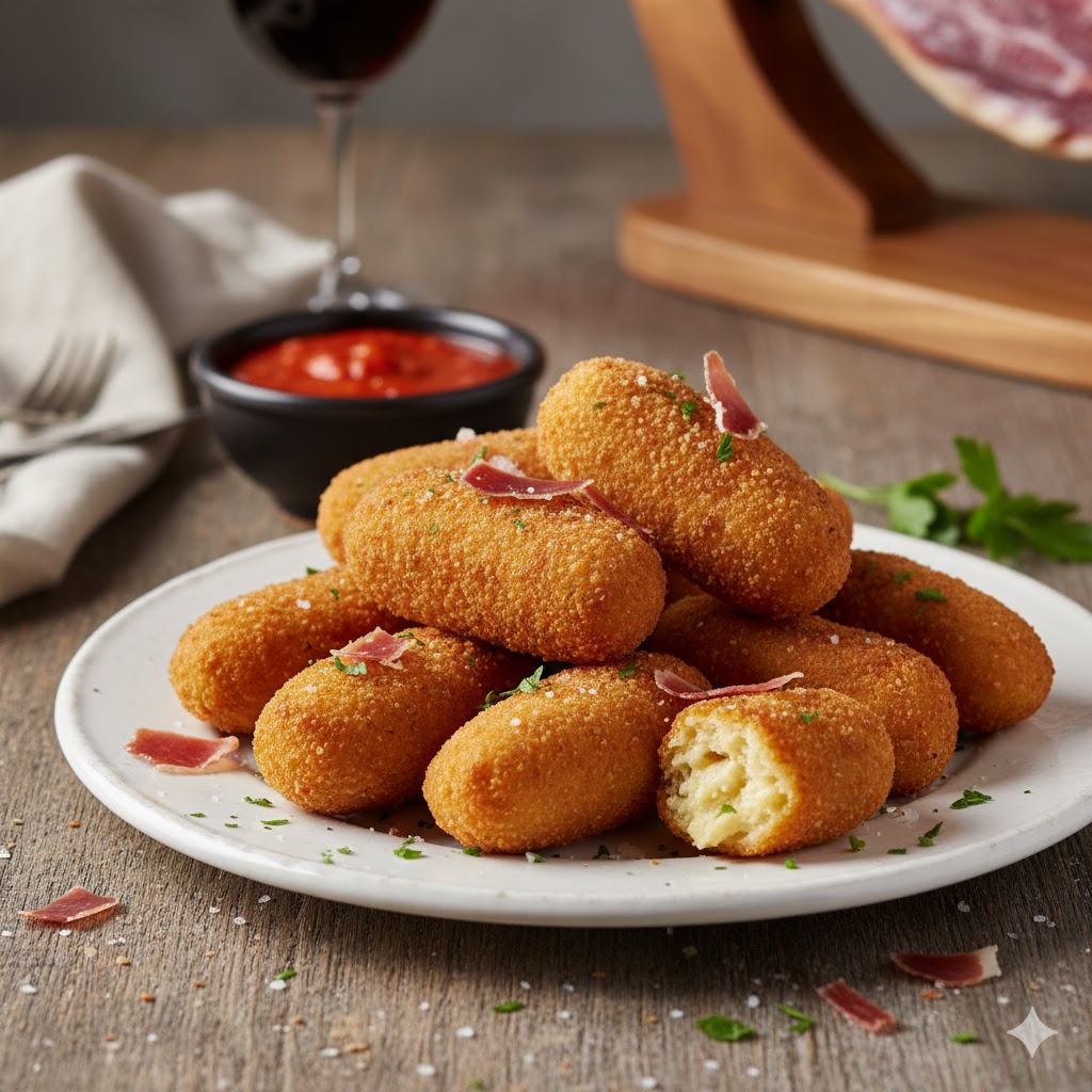 Croquetas de jamón servidas