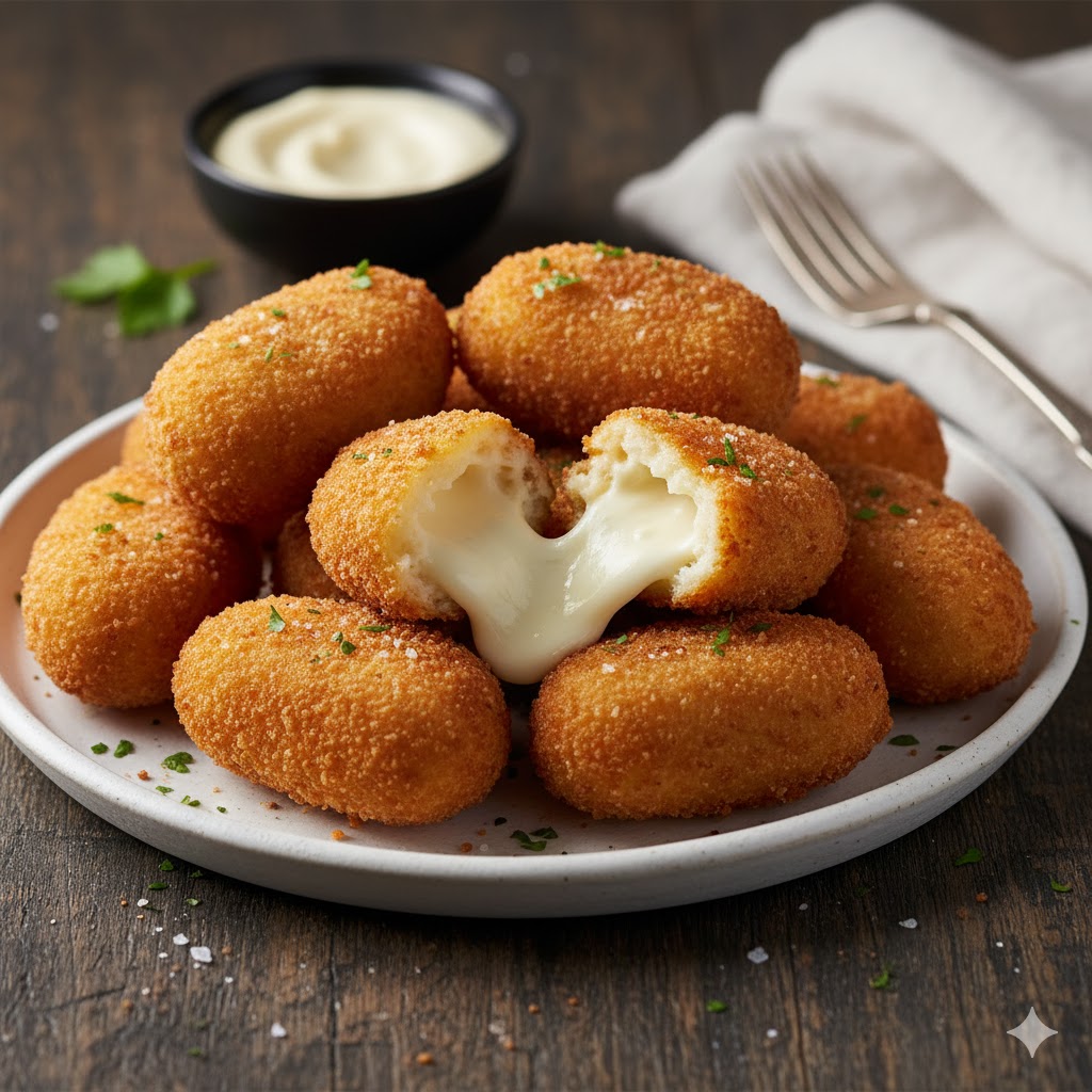 Croquetas de queso servidas