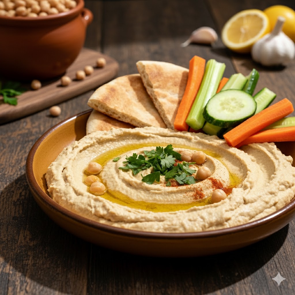 Hummus clásico servido
