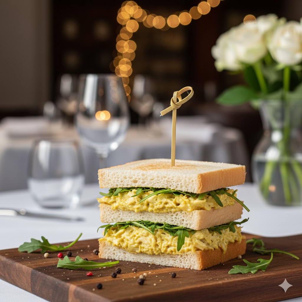 Mini sándwich de pollo al curry con rúcula