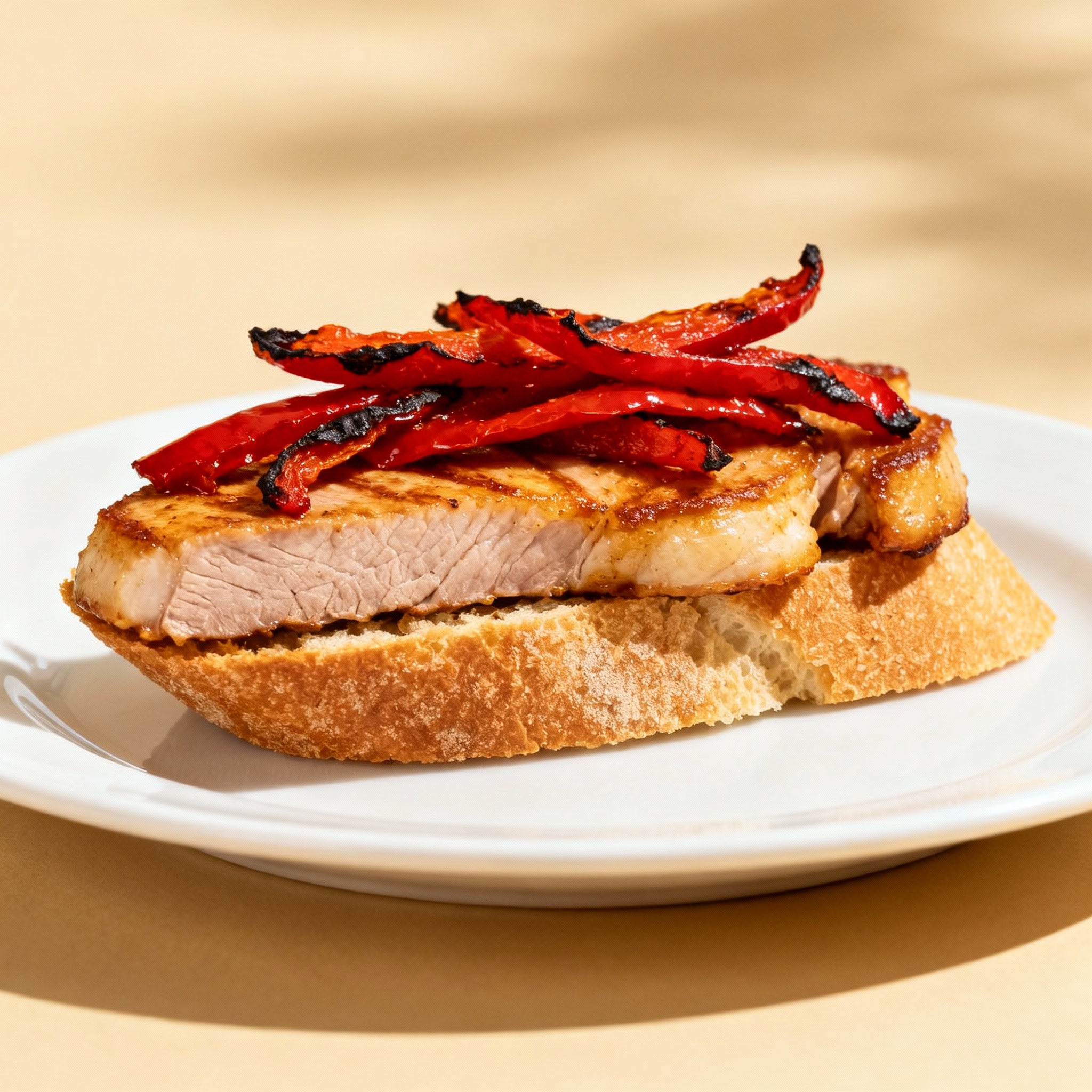 Montadito de lomo con pimiento