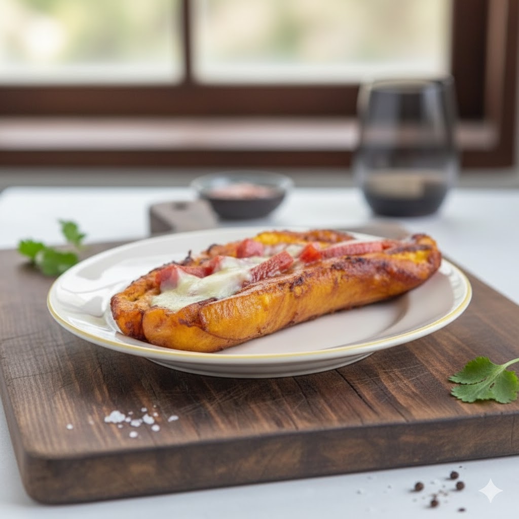 Plátano maduro con queso y guayaba