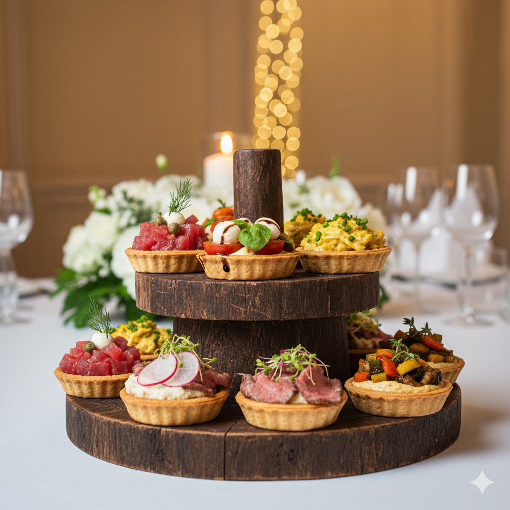 Bandeja de tartaletas saladas frías variadas