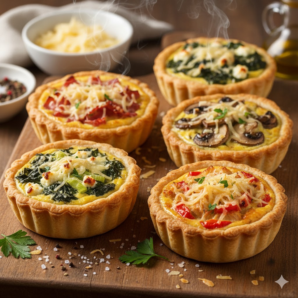 [translate:Tartaletas saladas calientes recién horneadas]