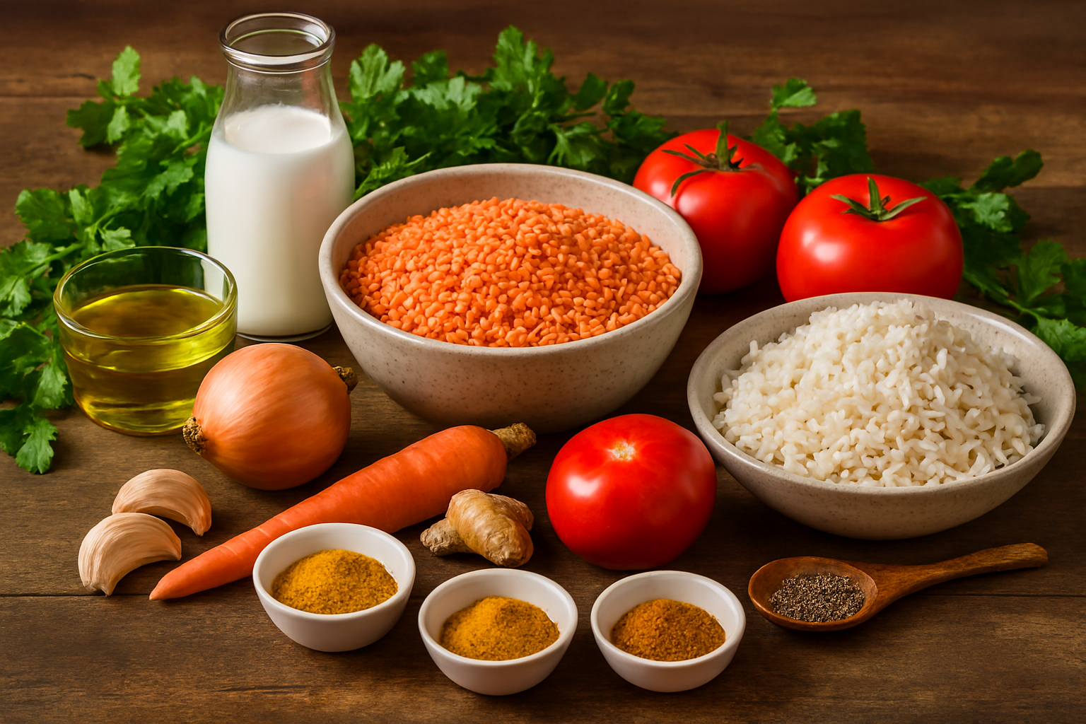 Ingredientes Dhal de Lentejas Rojas