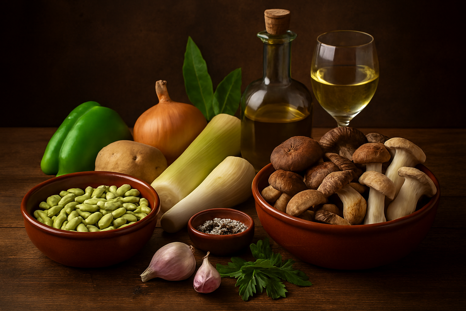 Ingredientes Verdinas con Setas