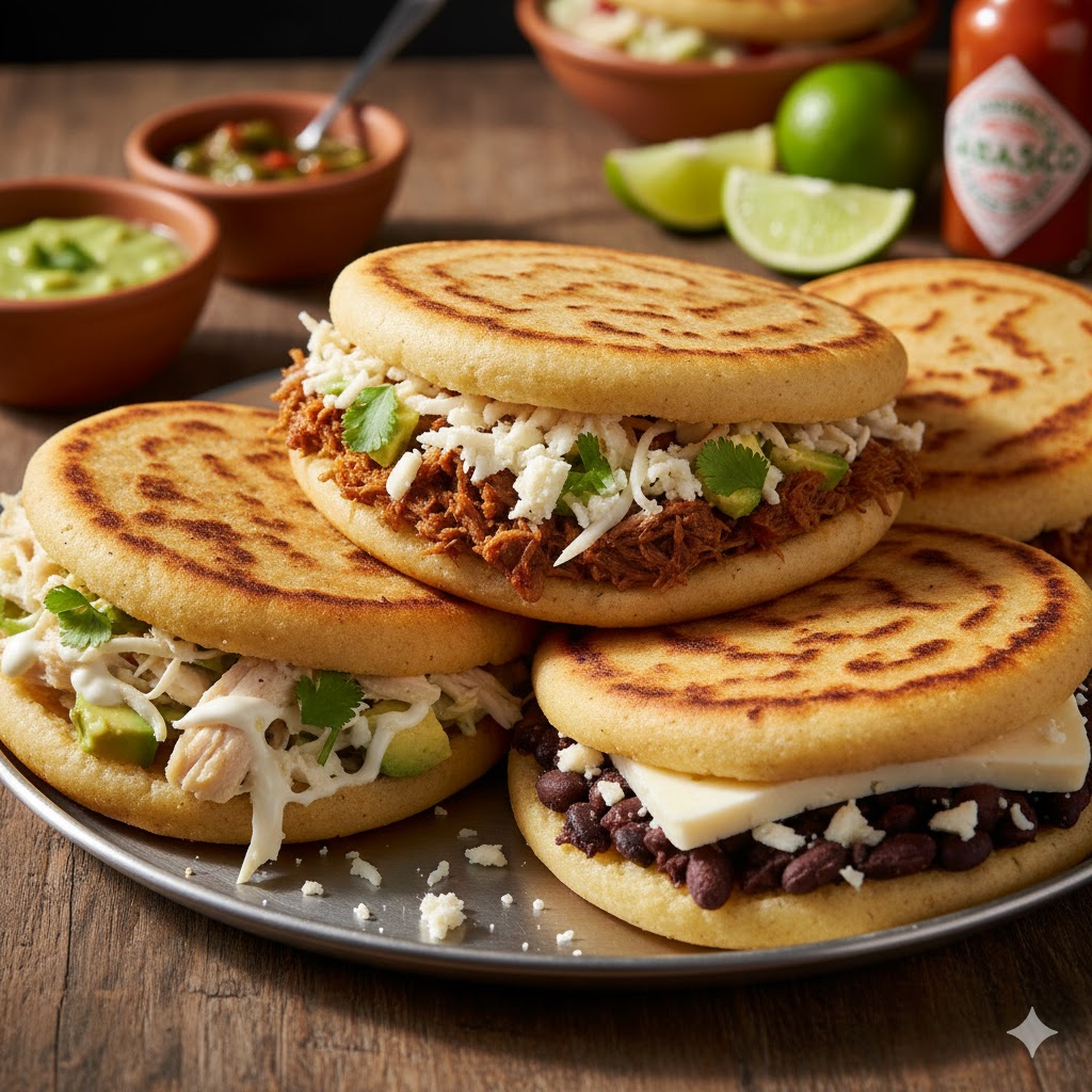[translate:Arepas venezolanas servidas]