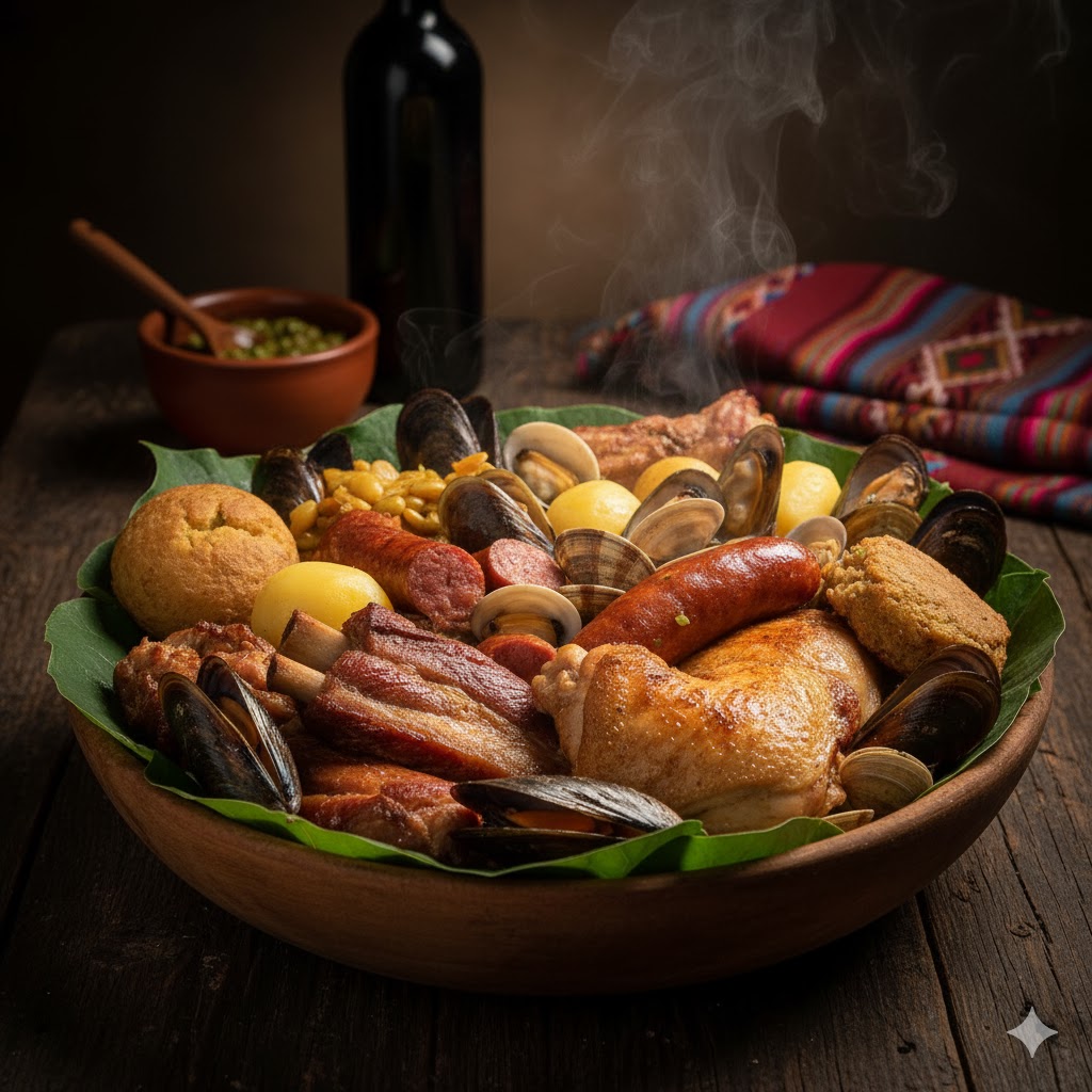 [translate:Curanto chileno servido]