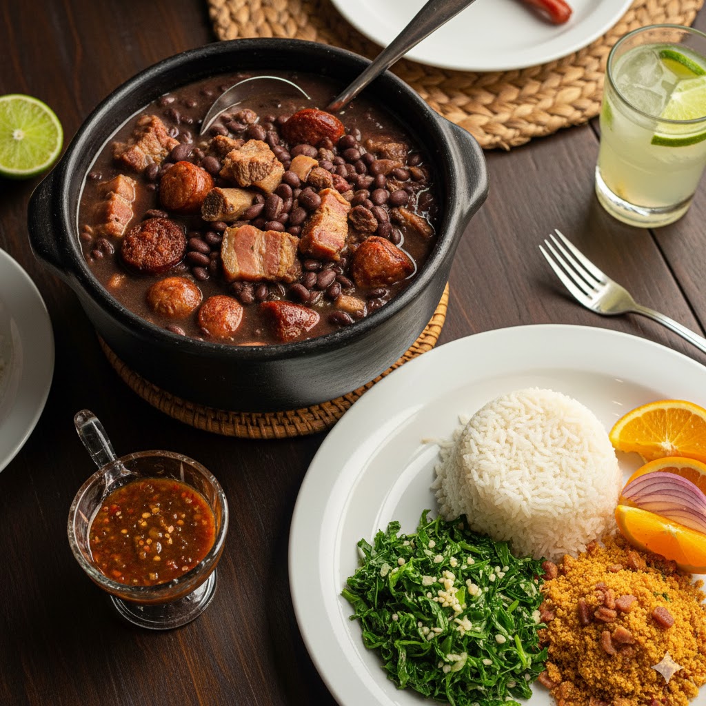 [translate:Feijoada brasileña servida]