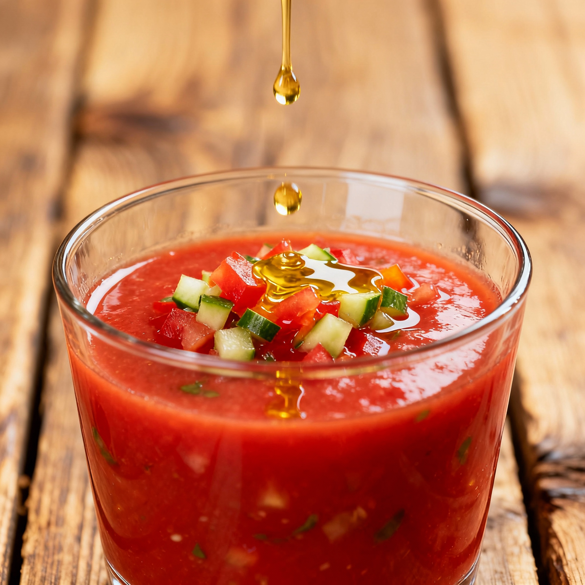 Gazpacho andaluz servido en copa o plato