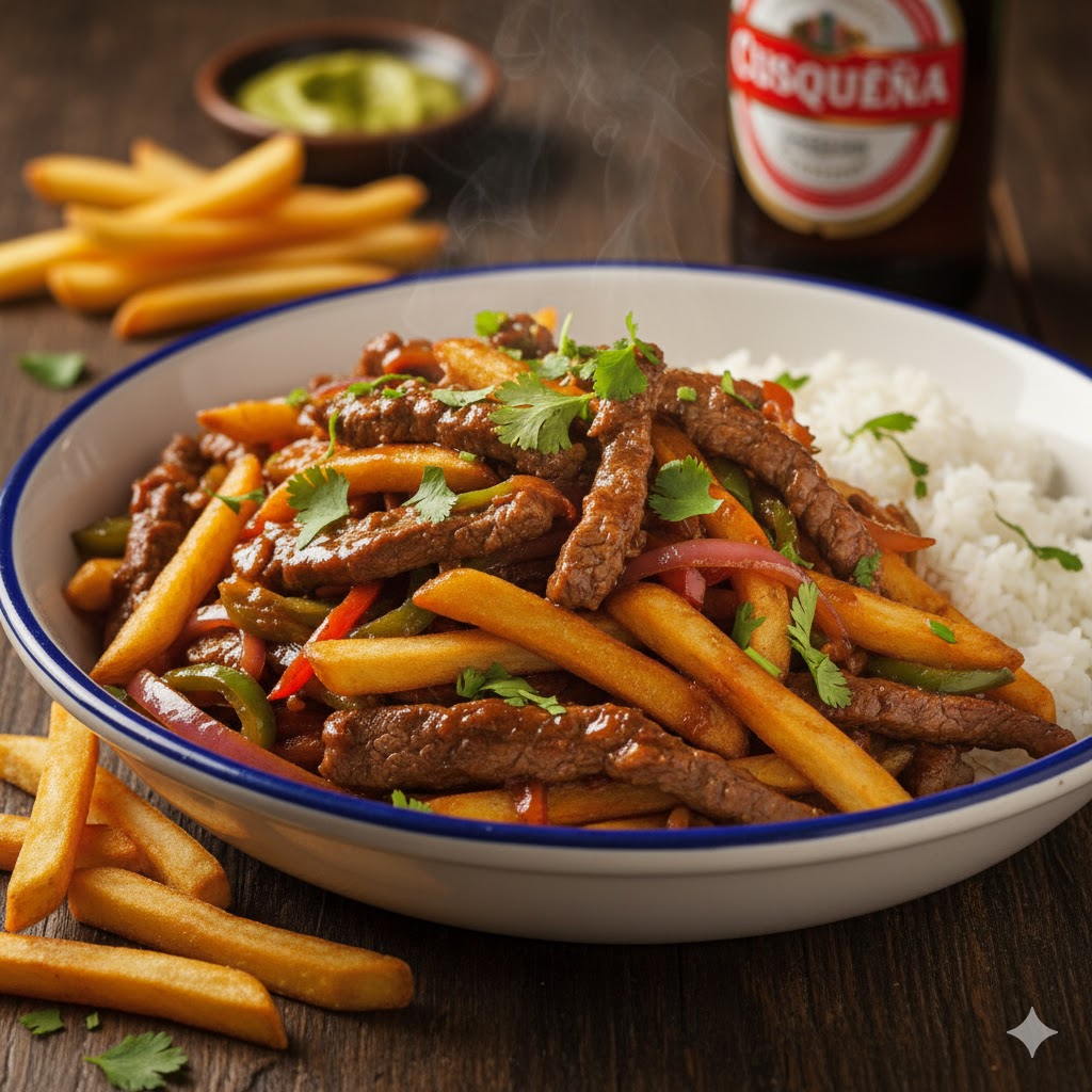 [translate:Lomo saltado peruano servido]