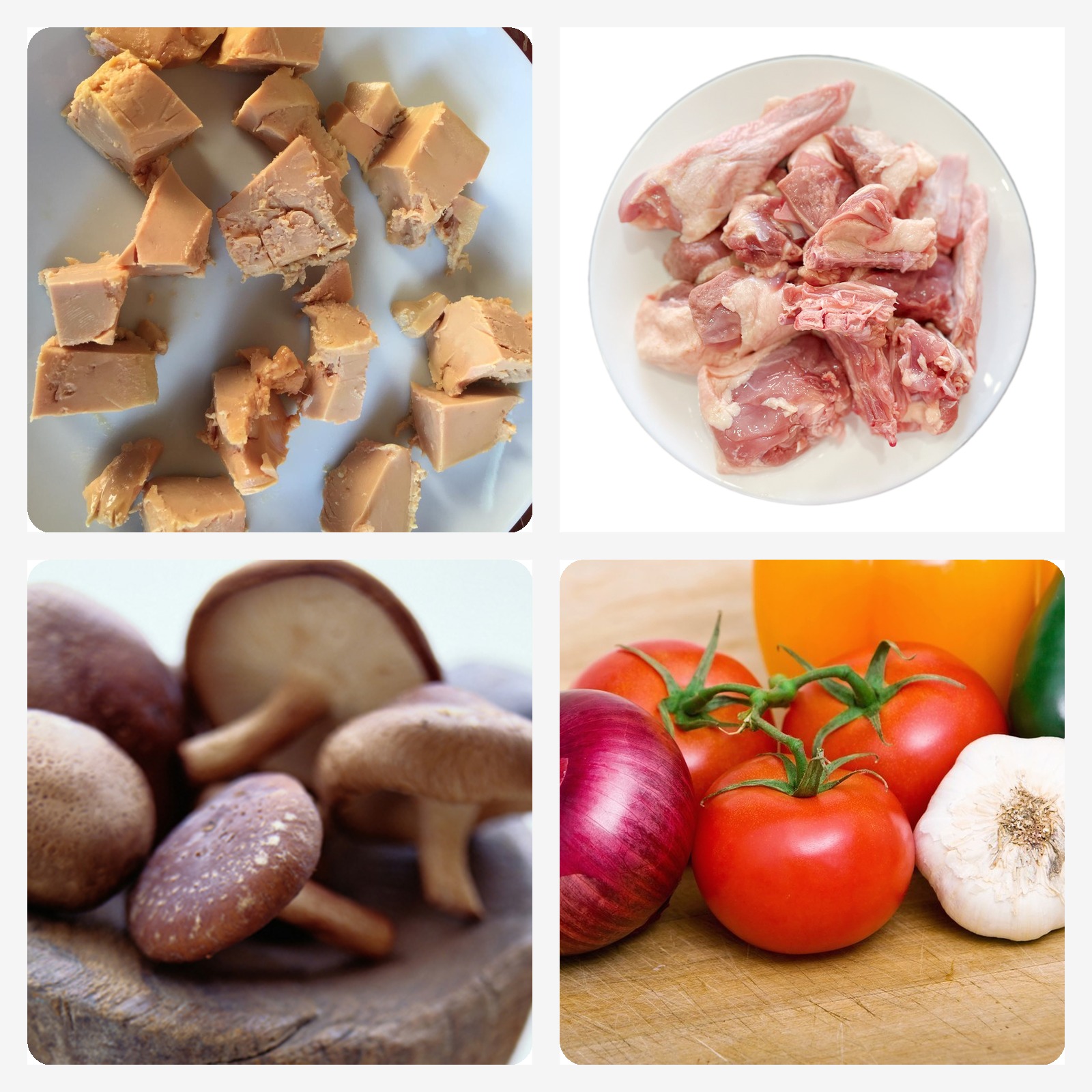 Ingredientes de la fideuà: pato, boletus, foie, fideos y verduras