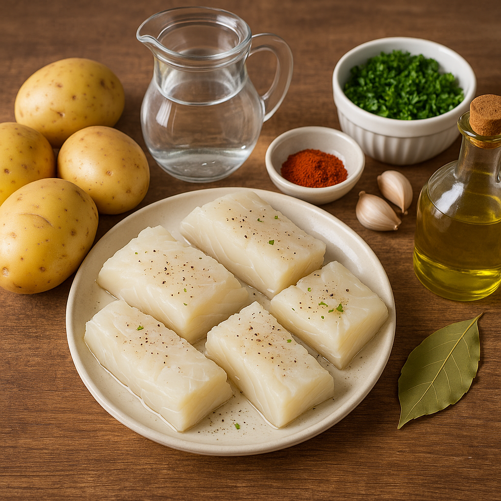 Ingredientes para bacalao al horno con patatas