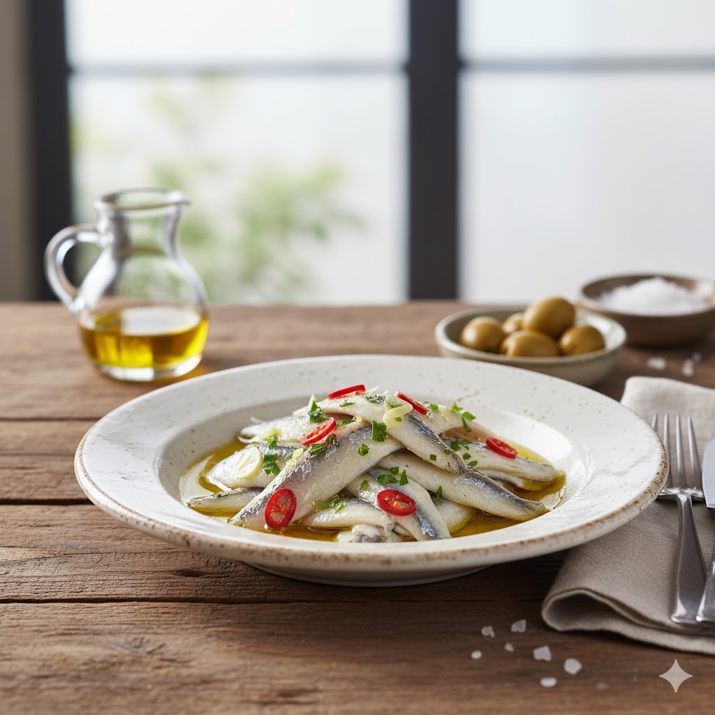 Boquerones en Vinagre servidos