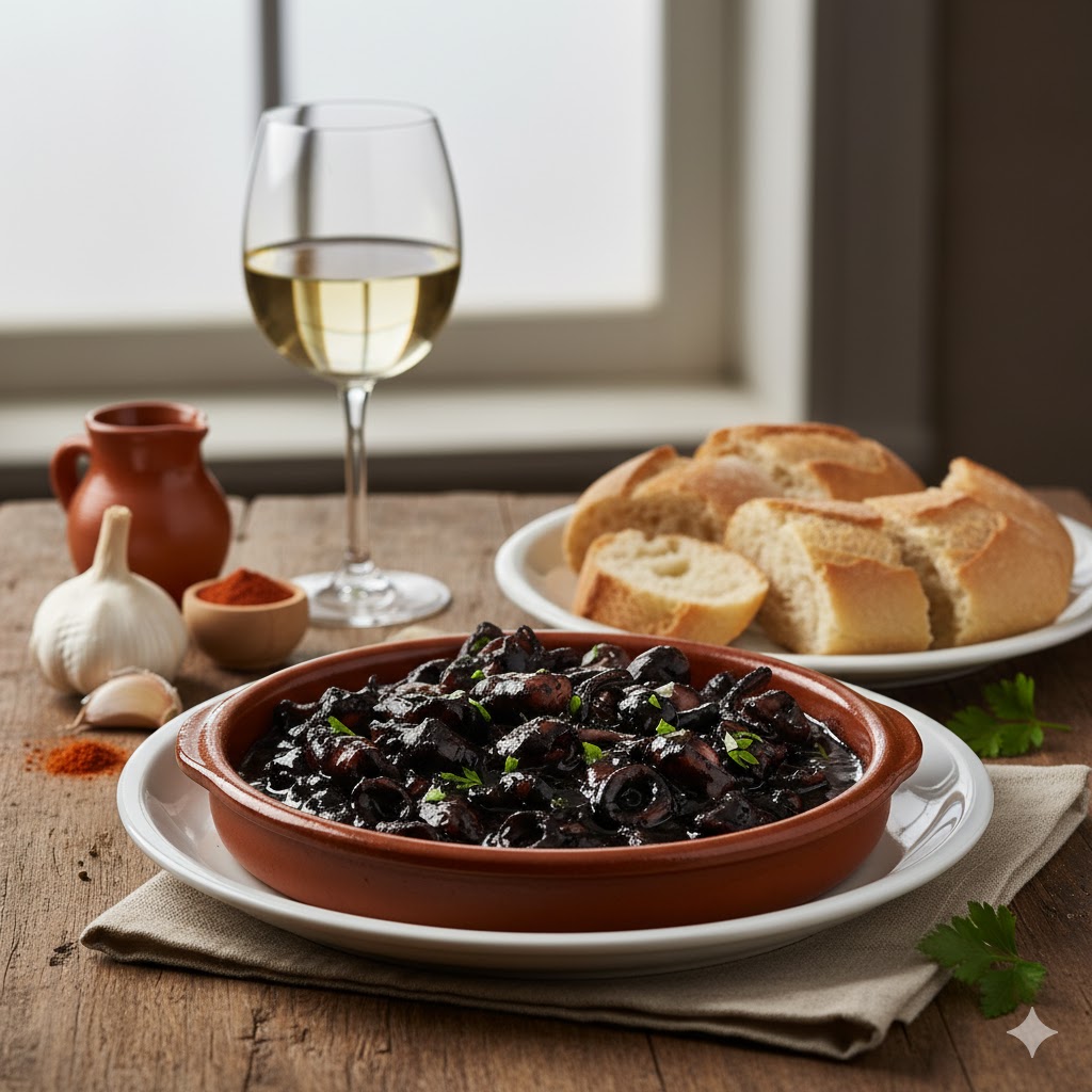 Calamares en su tinta servidos