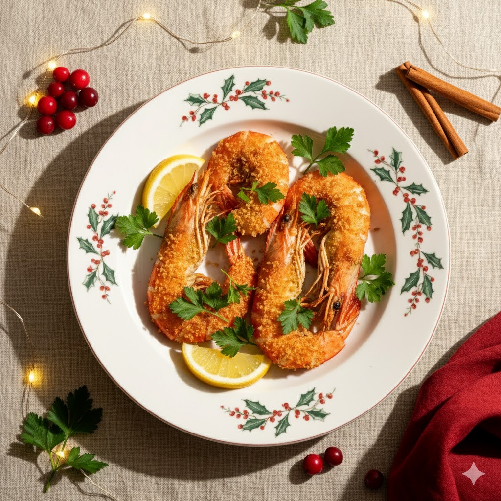 Langostinos al horno servidos