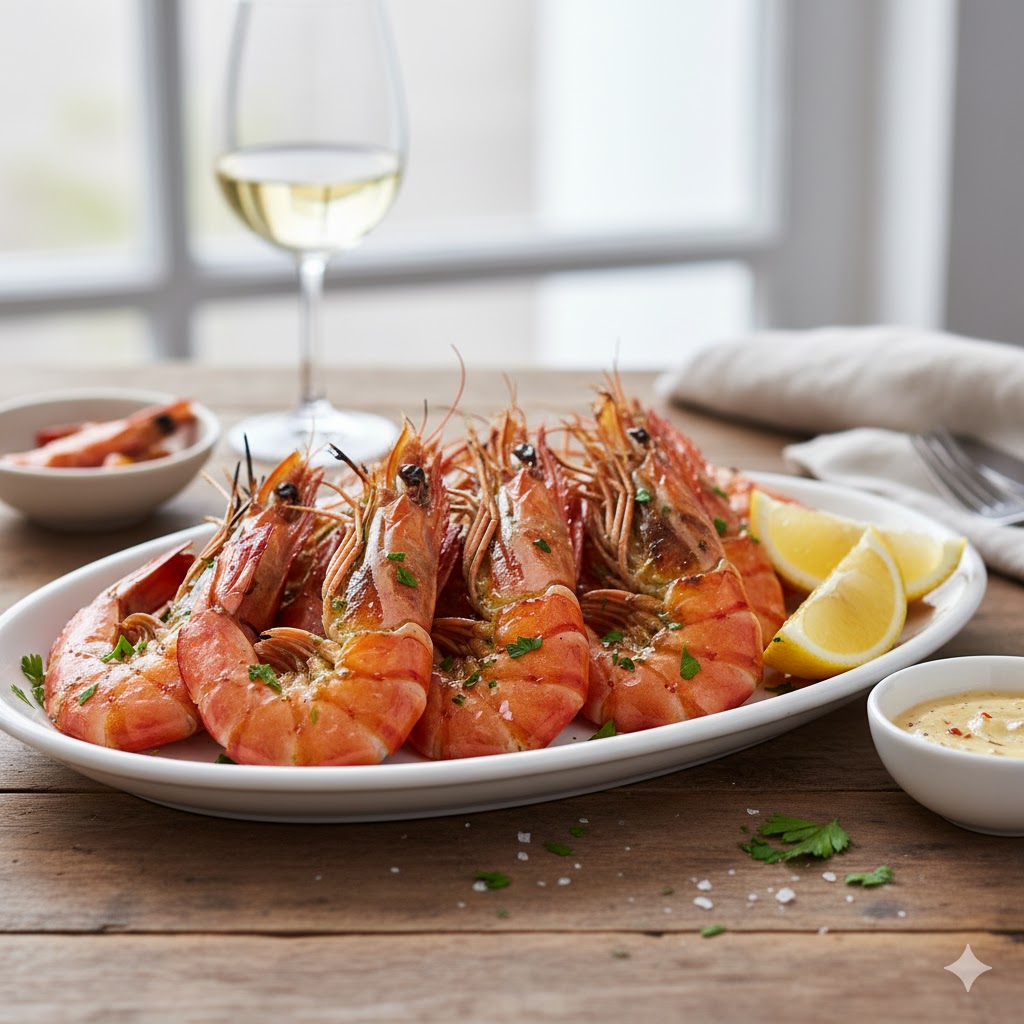 Langostinos a la Plancha servidos