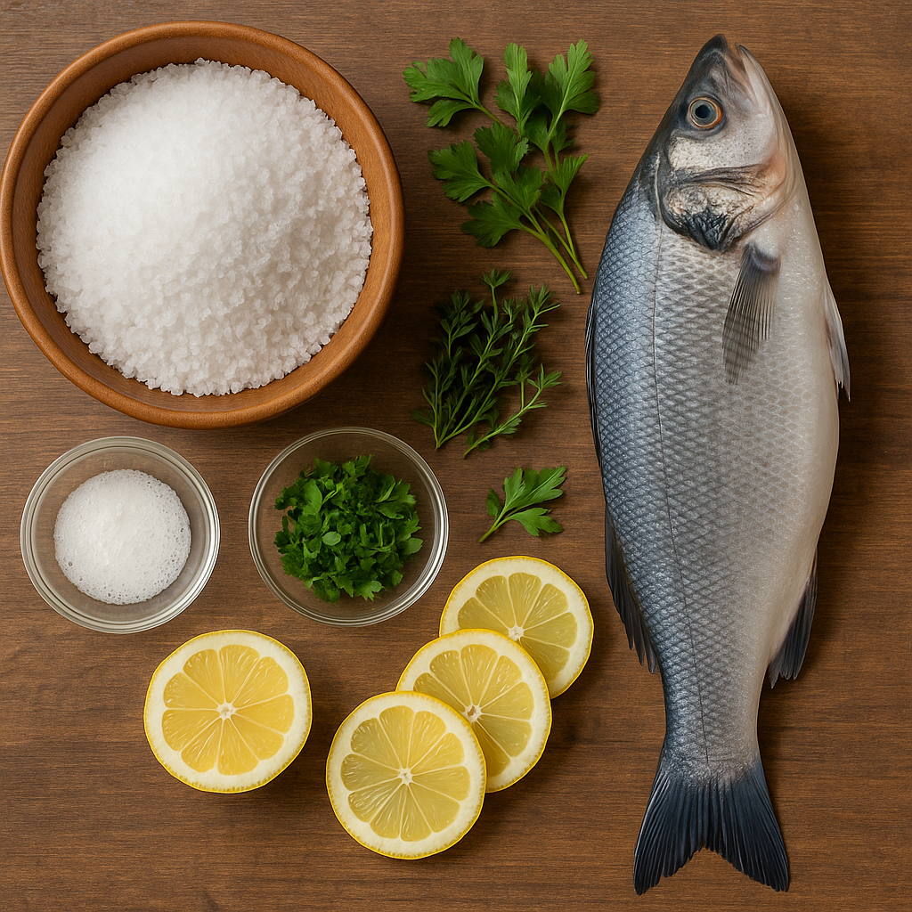 Ingredientes lubina al horno con sal