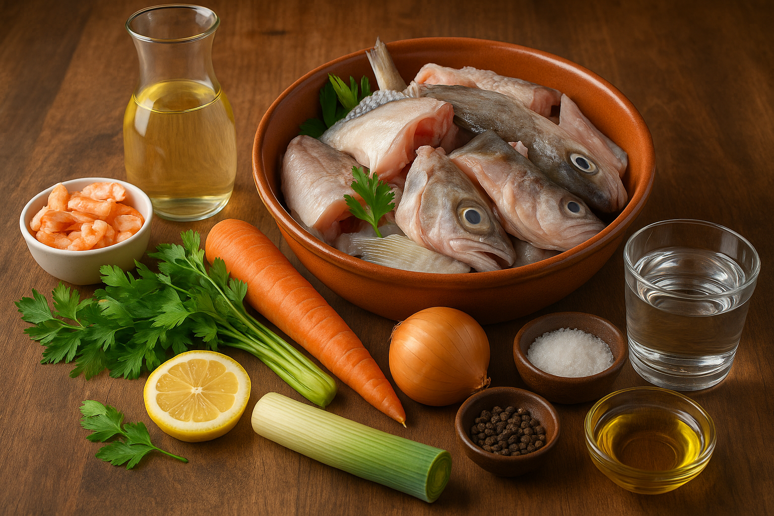 Ingredientes para fondo de pescado
