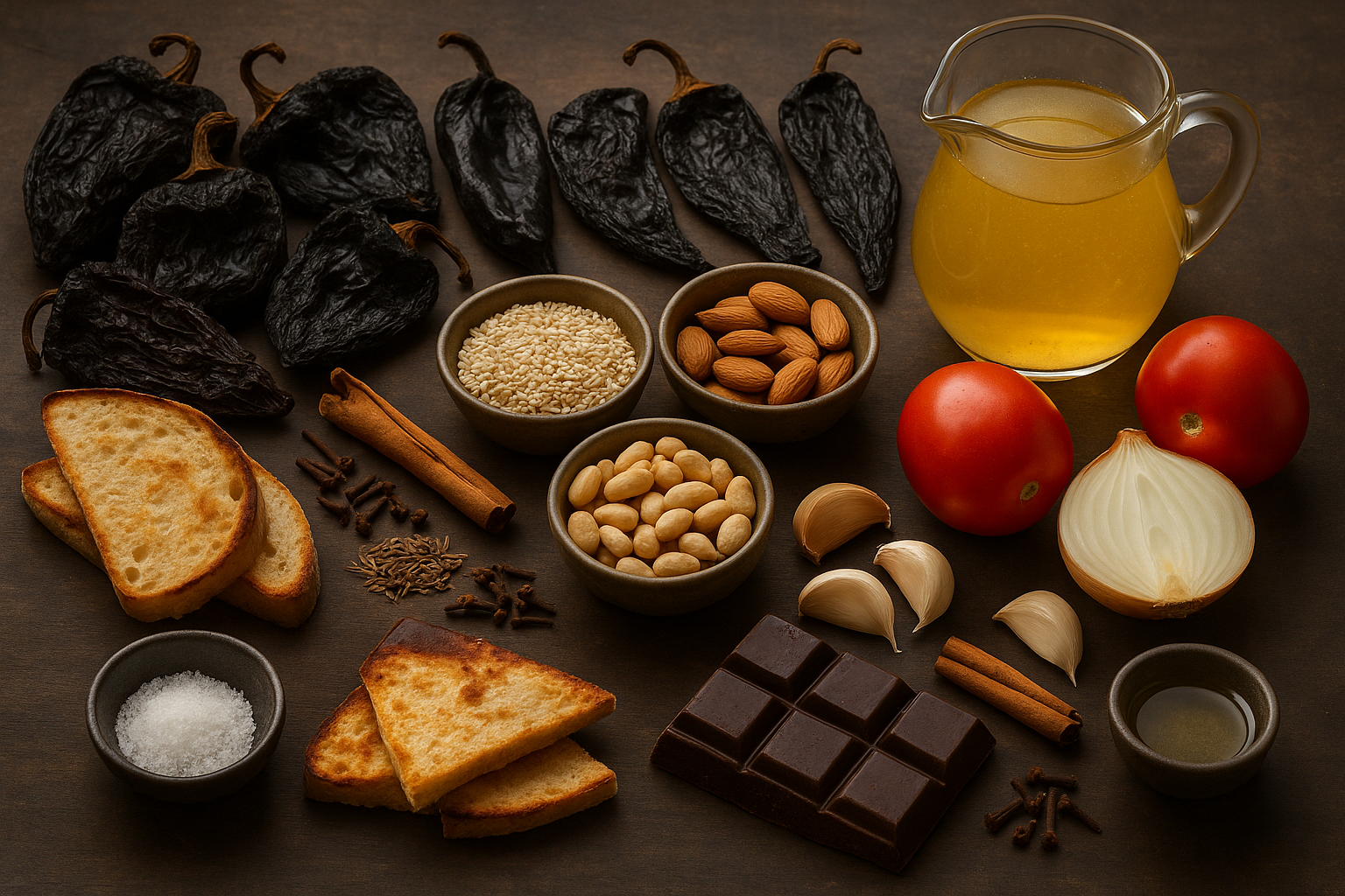 Ingredientes para mole poblano