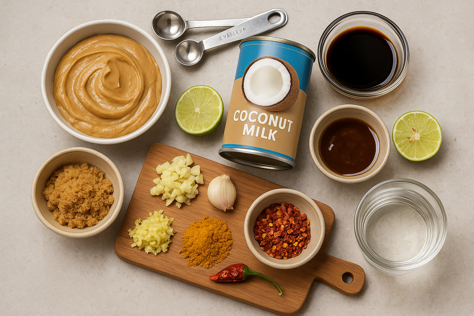 Ingredientes para salsa de cacahuete