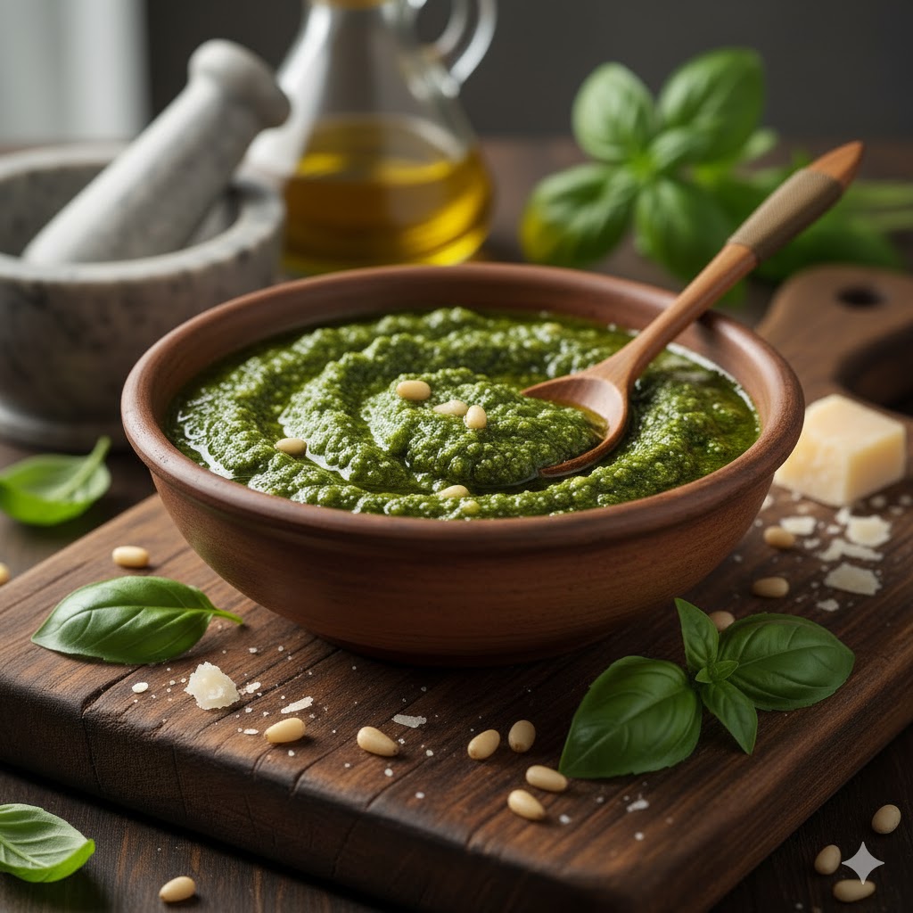 Pesto genovés listo para servir