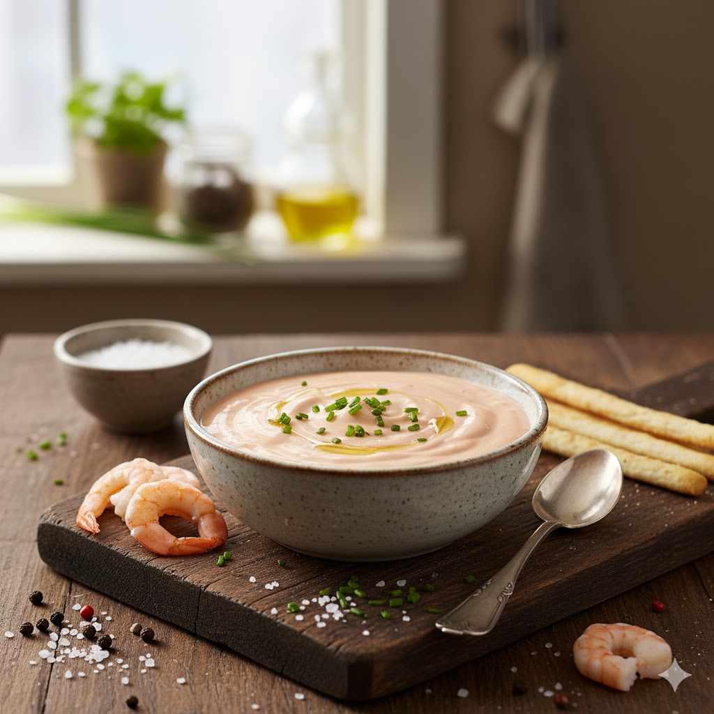 Salsa rosa clásica servida