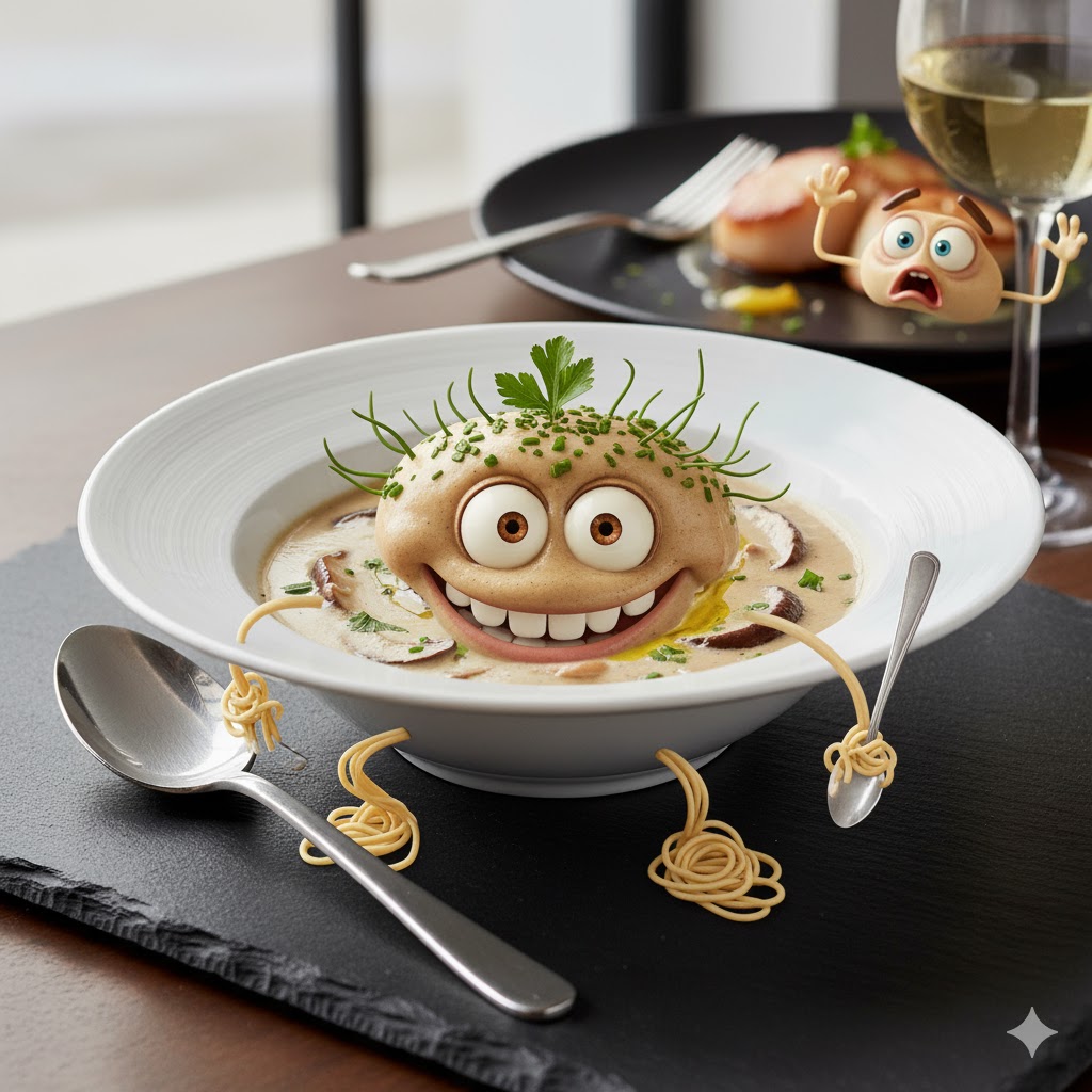 Salsa de setas servida con pasta