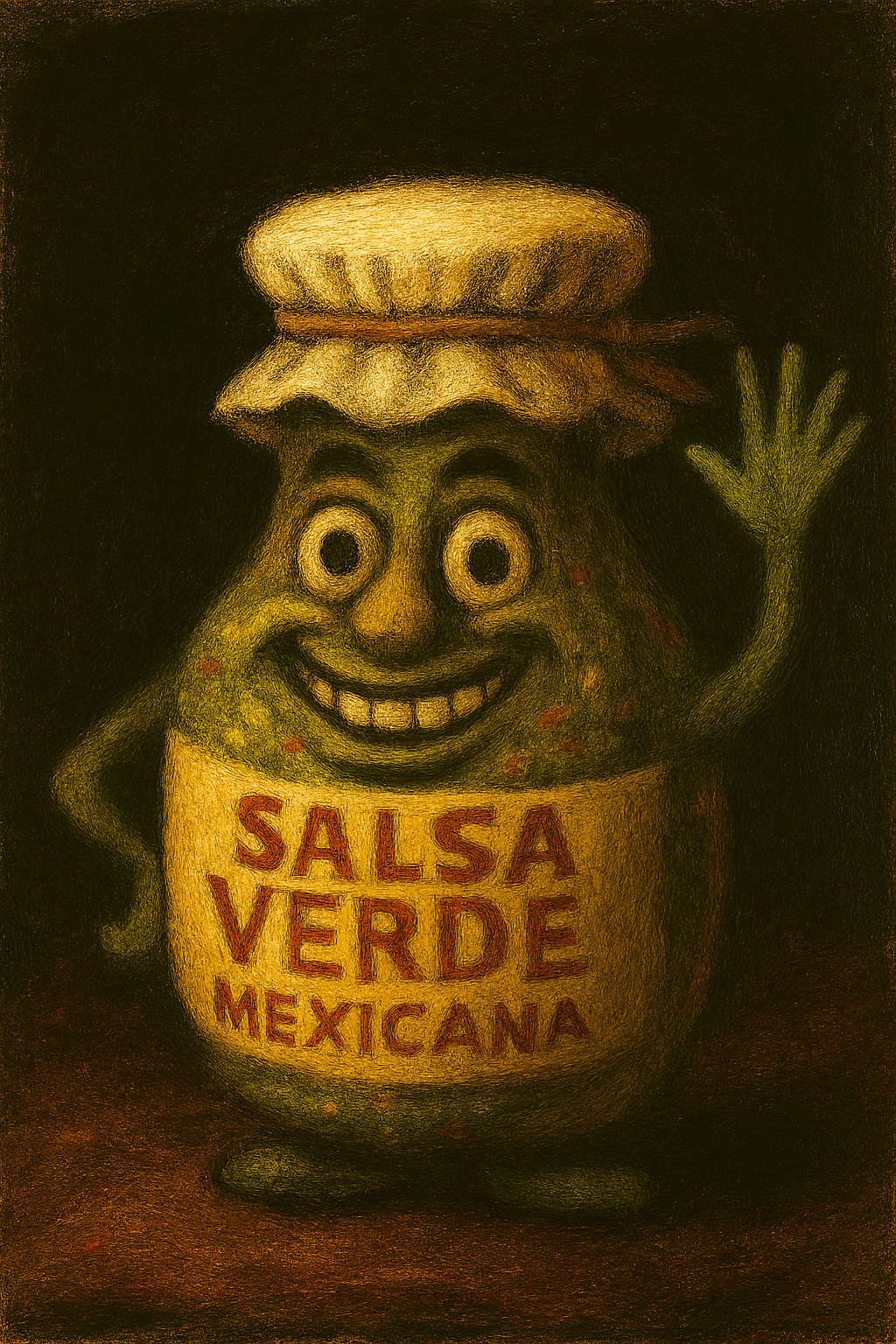 Salsa verde en mesa