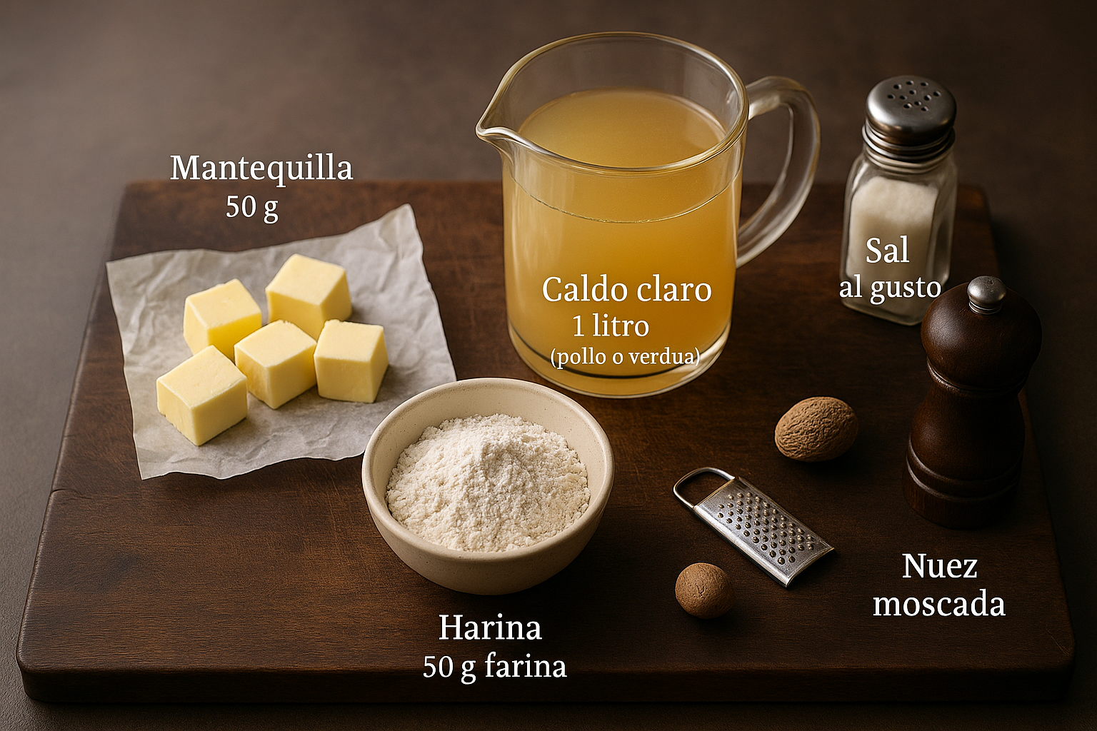 Ingredientes para salsa Velouté
