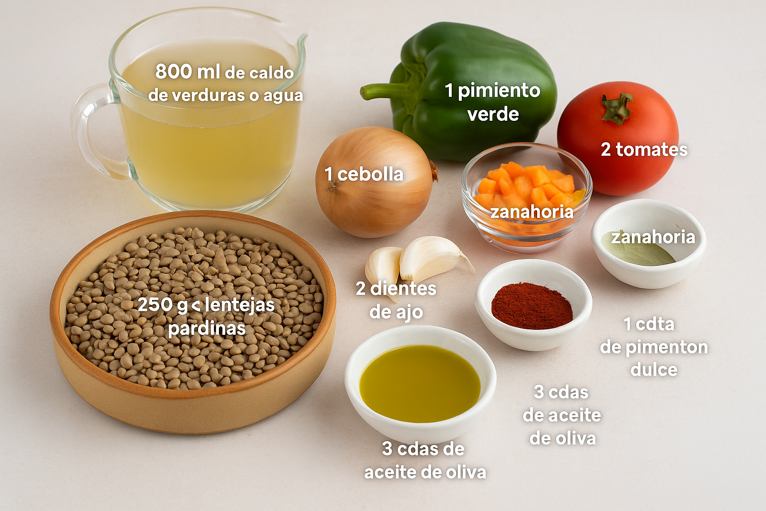 Ingredientes lentejas rápidas
