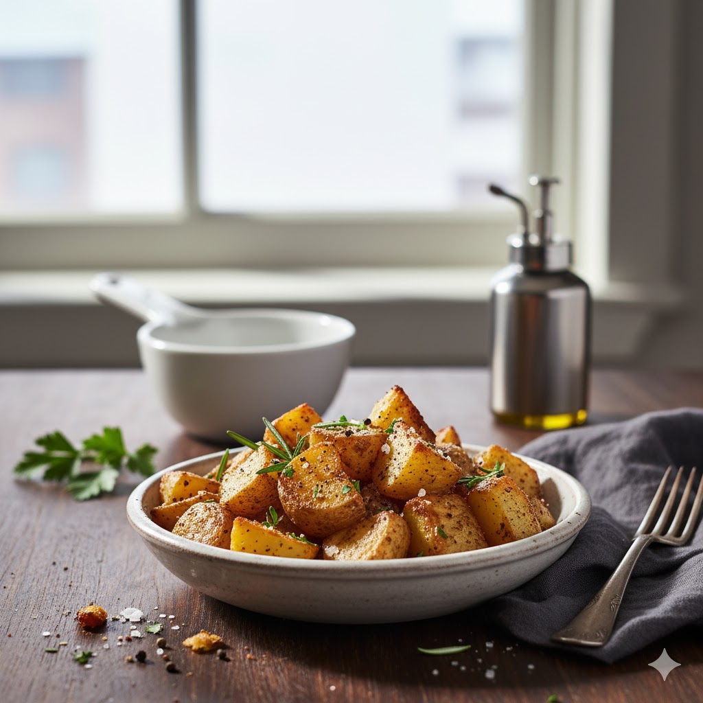 Patata asada en Airfryer servida con toppings