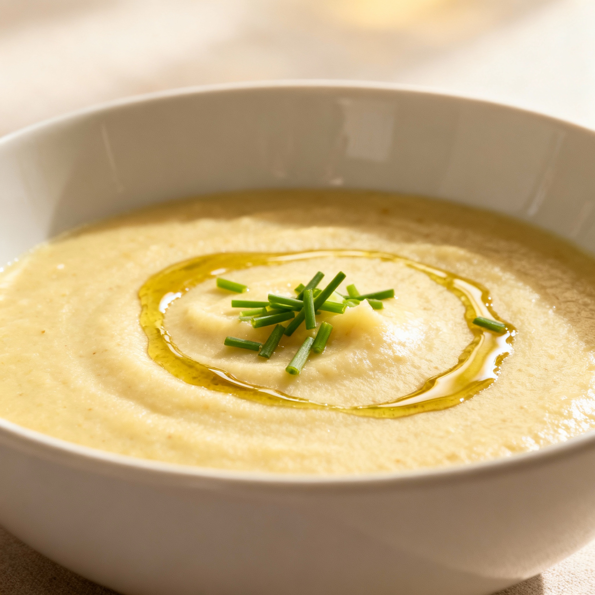 Crema de patata y puerro suave