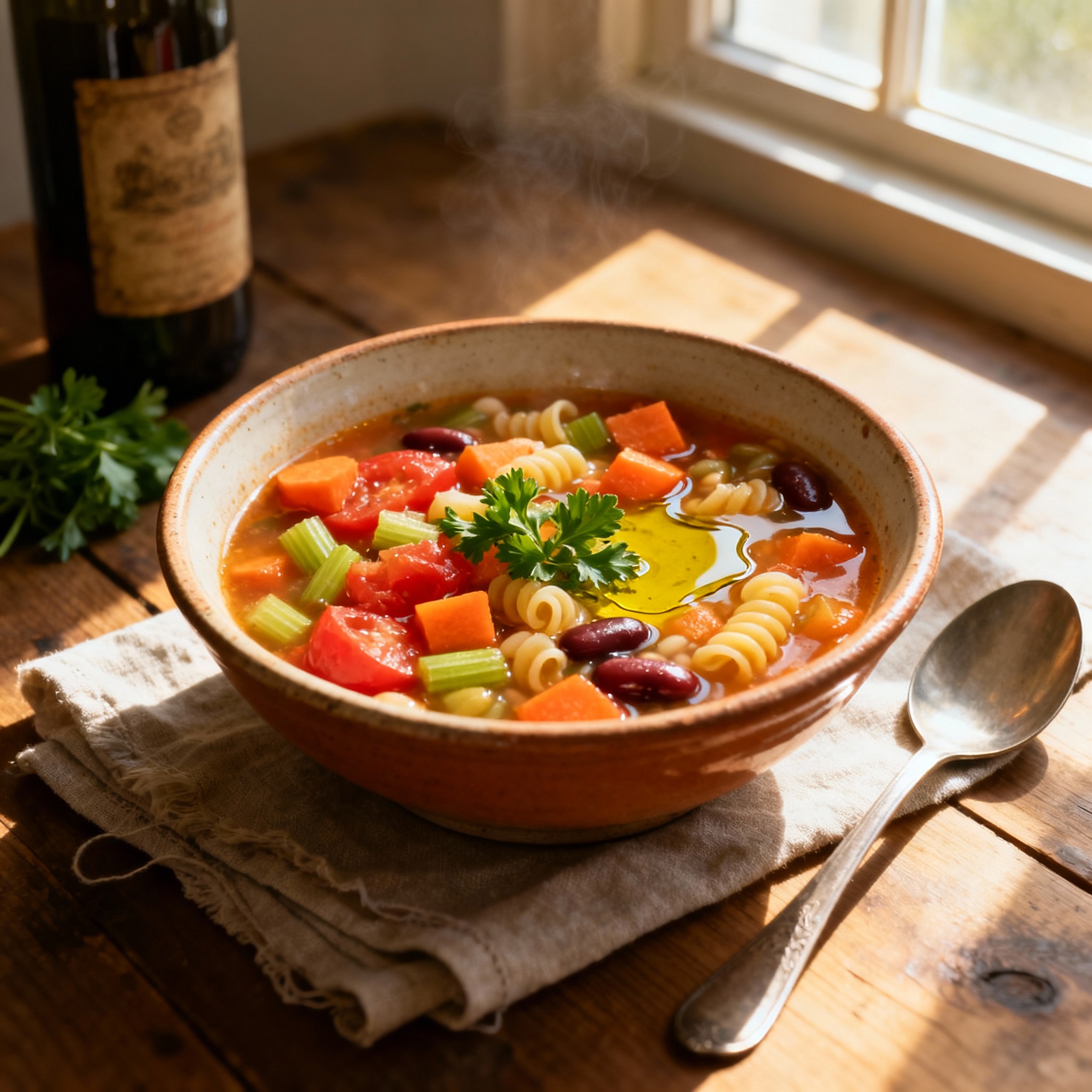 Sopa Minestrone servida