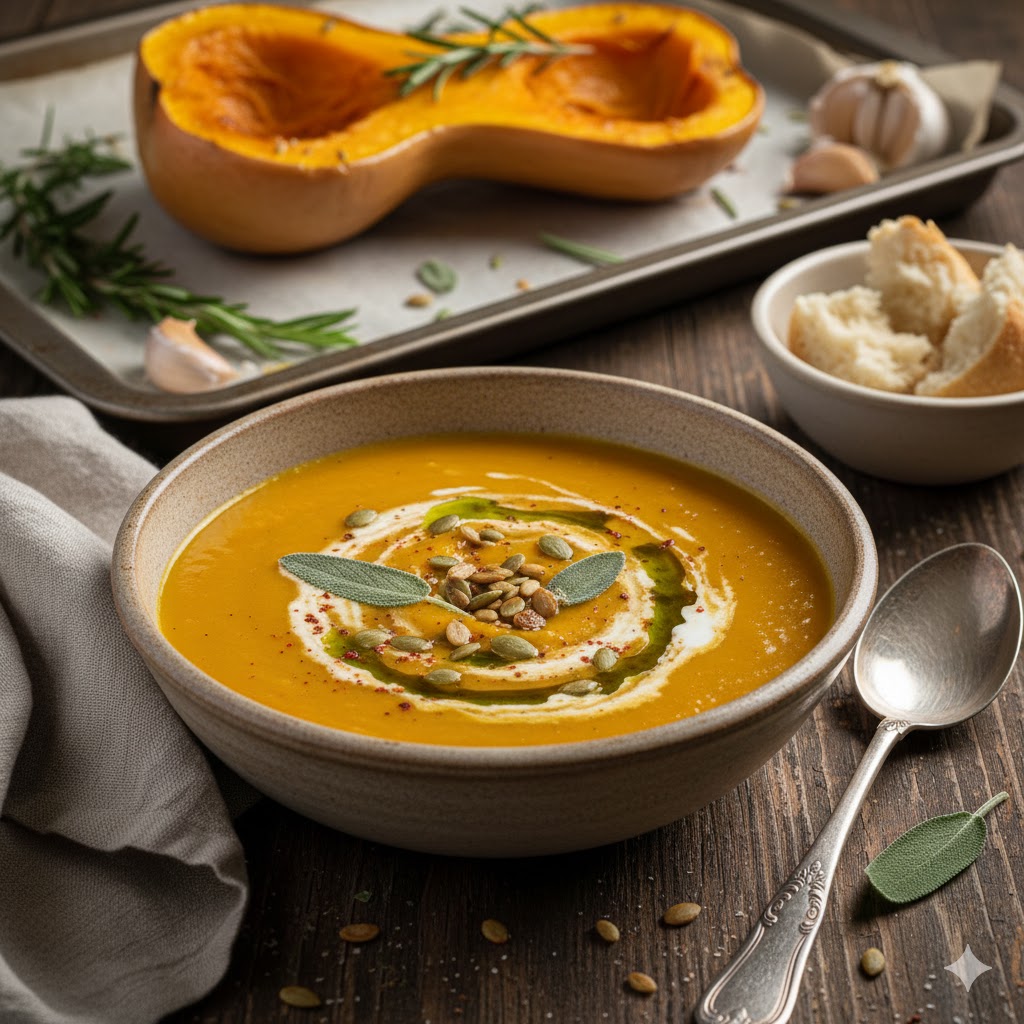 Crema de Calabaza Asada servida