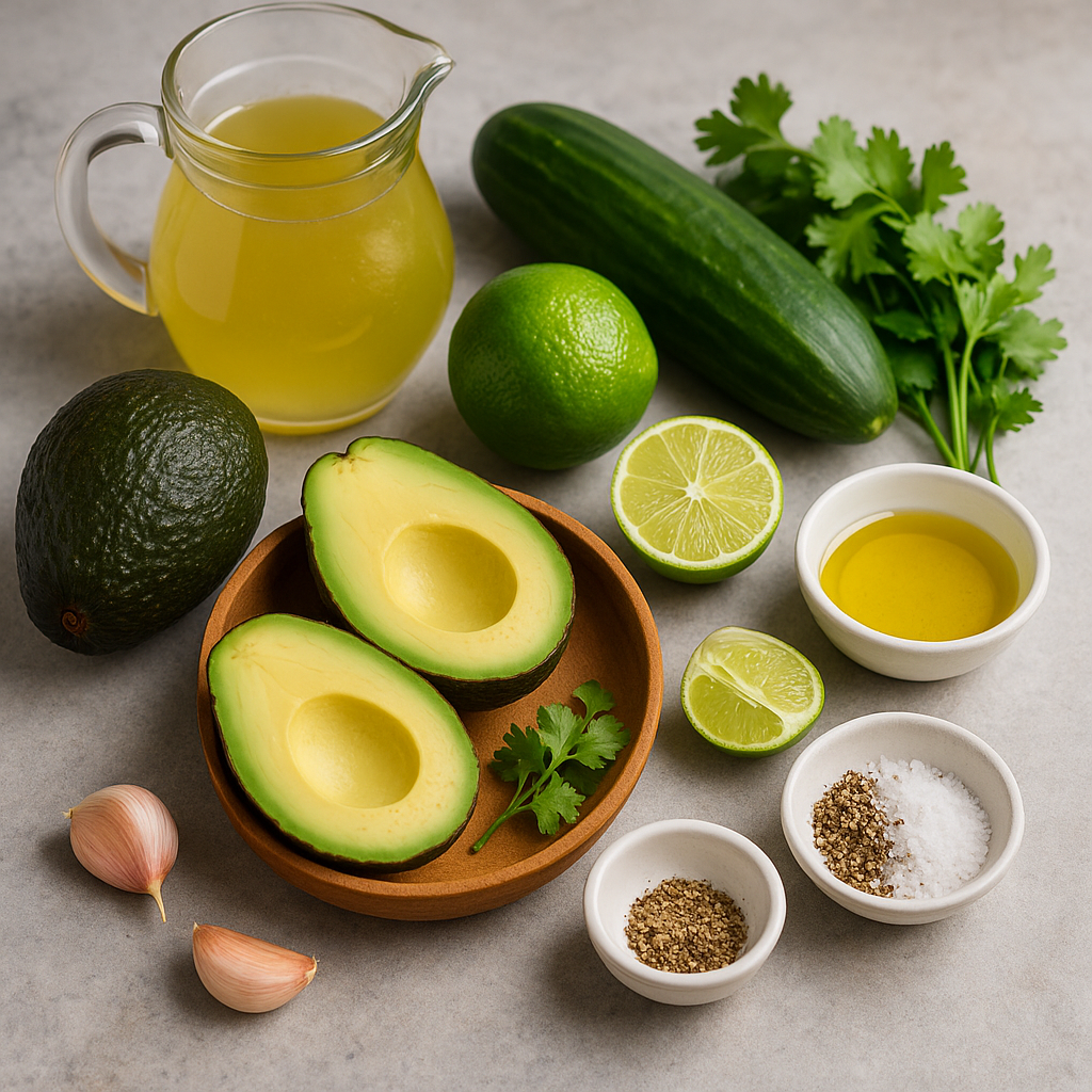 Ingredientes Crema Fría de Aguacate y Lima