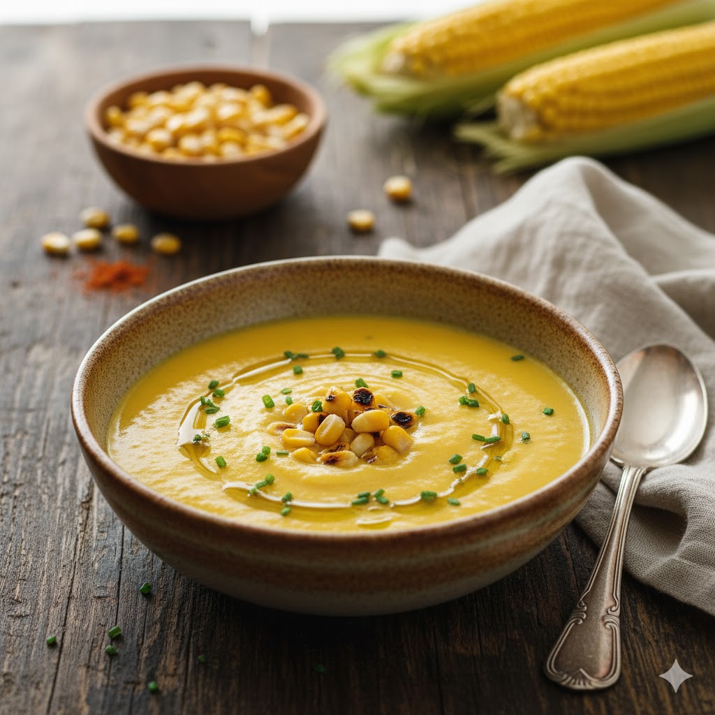 Crema Fría de Maíz servida