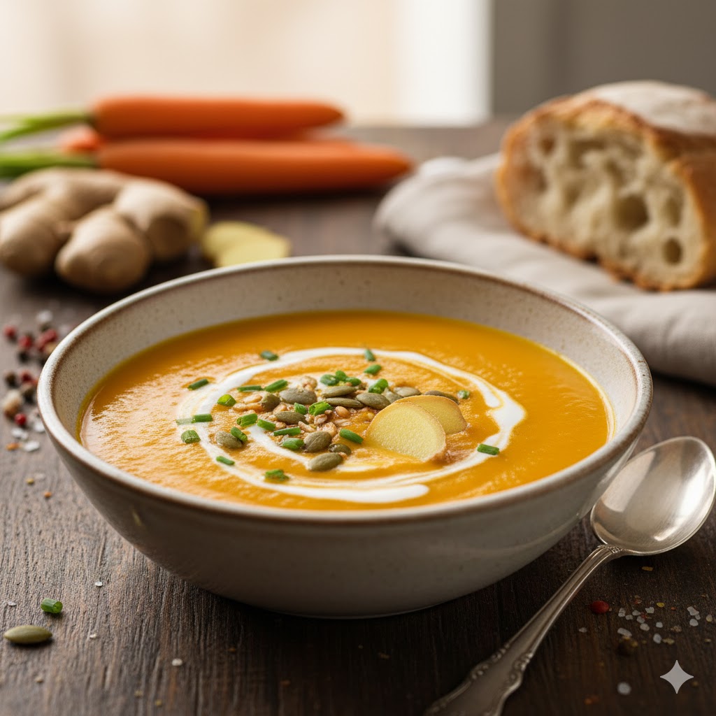 Crema de Zanahoria y Jengibre servida