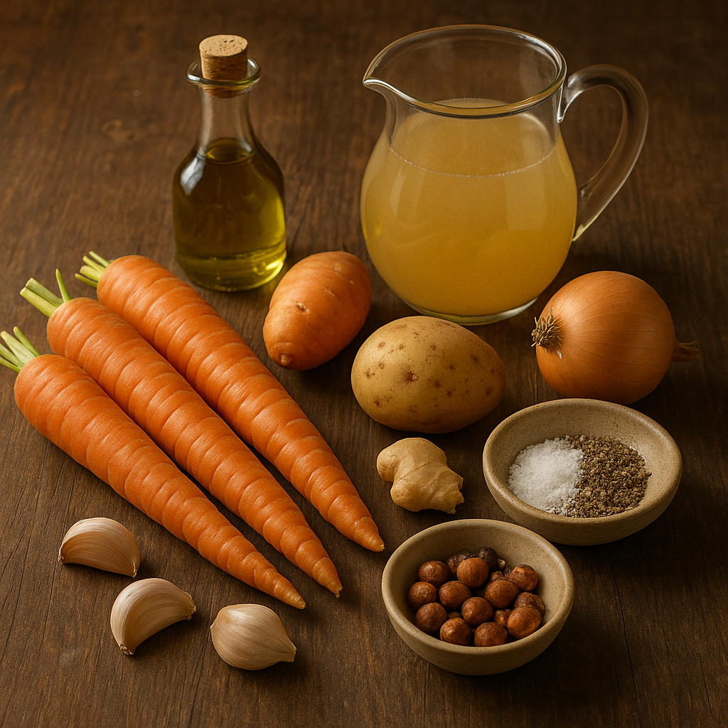 Ingredientes Crema de Zanahoria y Jengibre