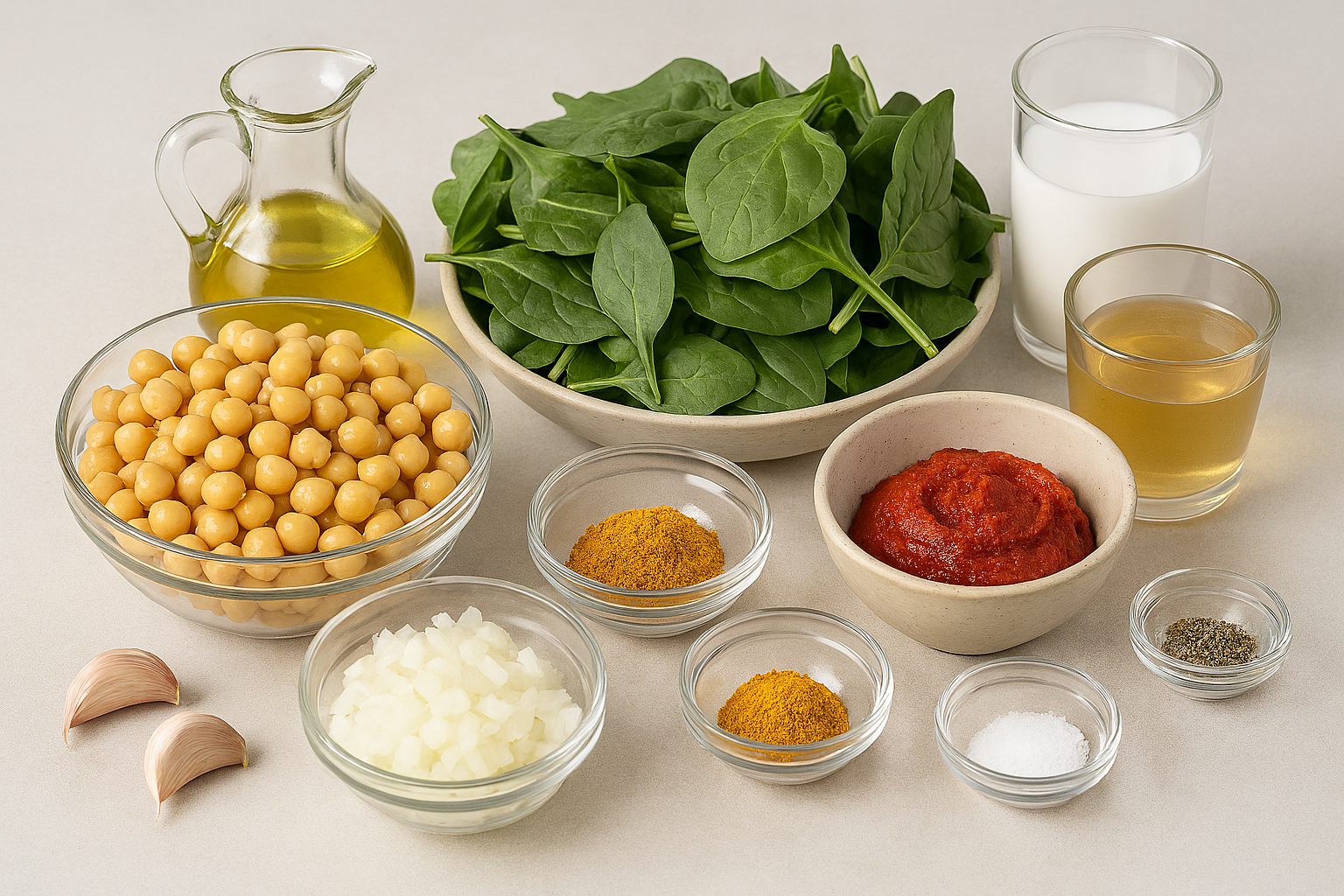 Ingredientes Curry de Garbanzos y Espinacas