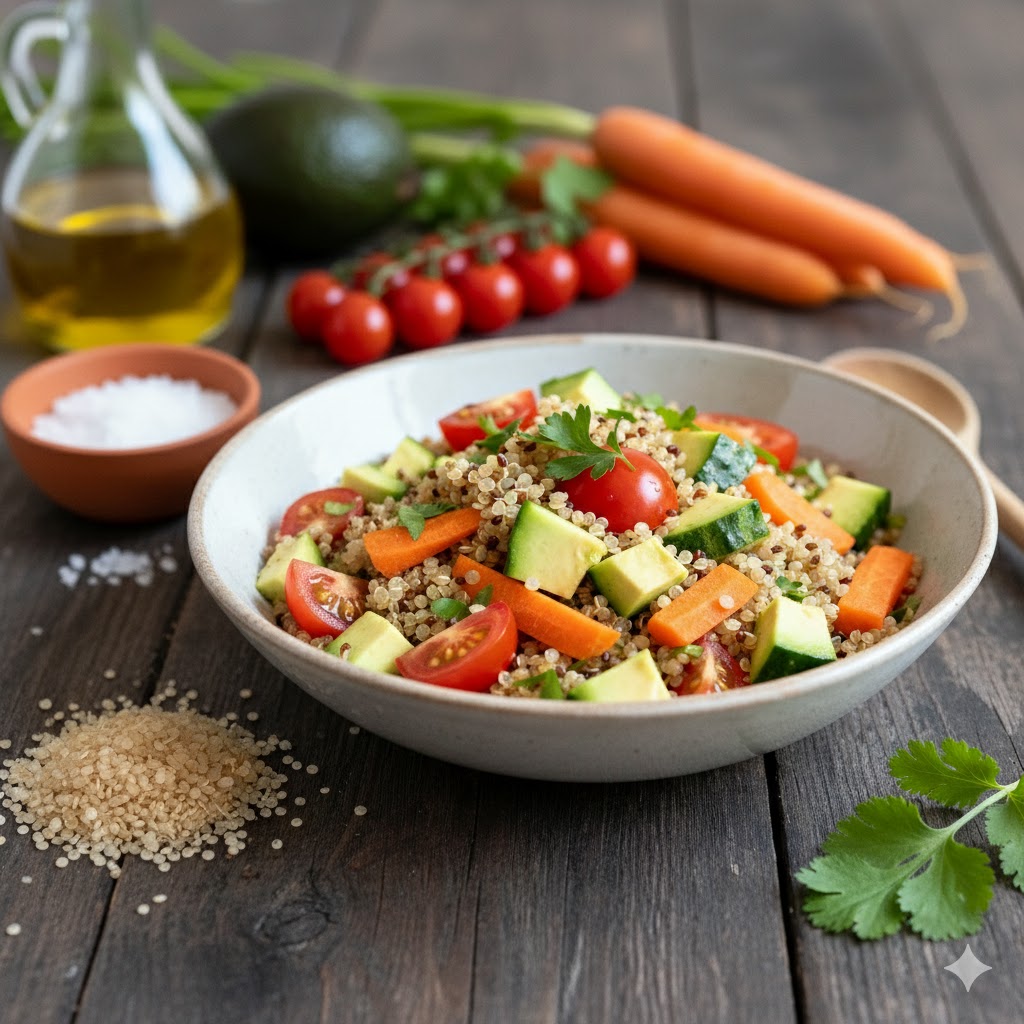 Ensalada de Quinoa y Vegetales servida