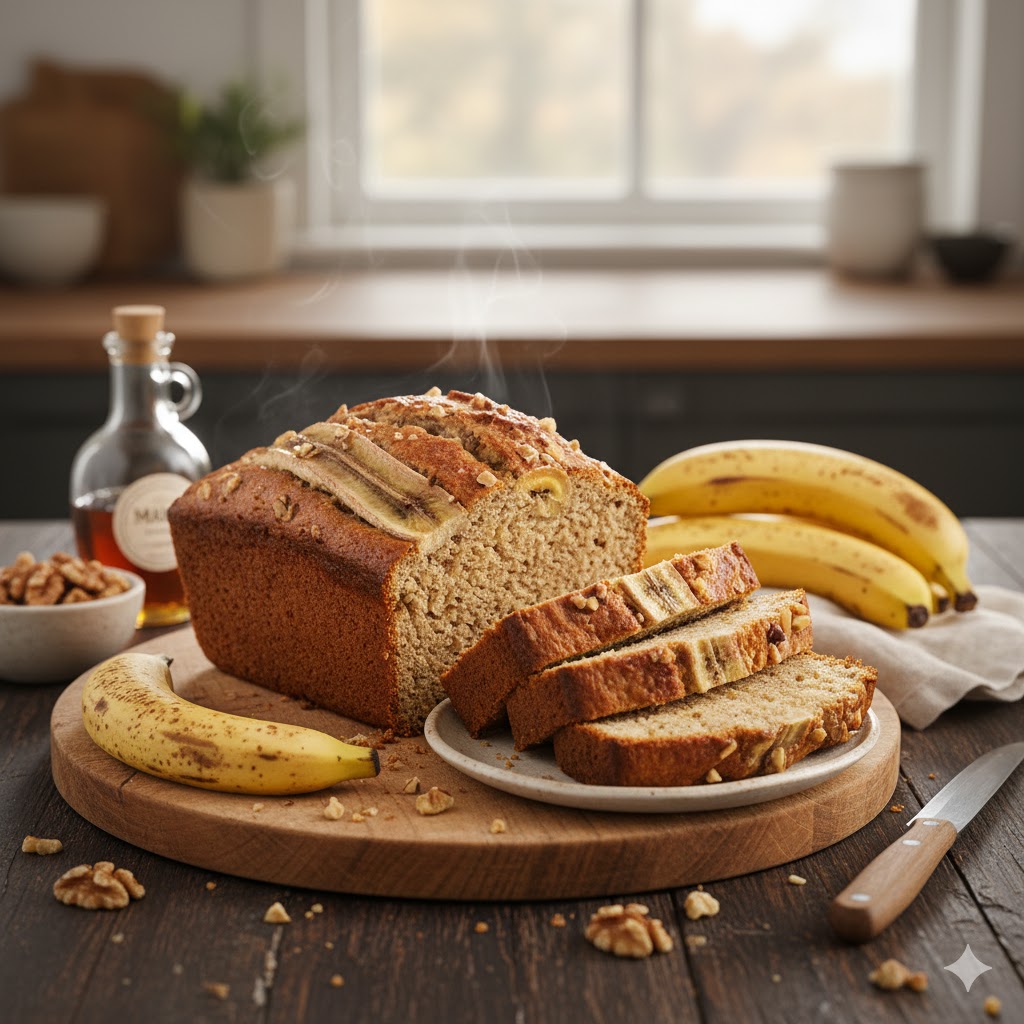 Pan de Plátano Vegano servido
