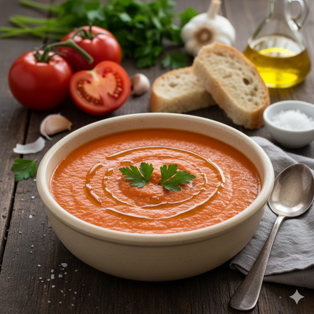 Salmorejo cordobés vegano servido