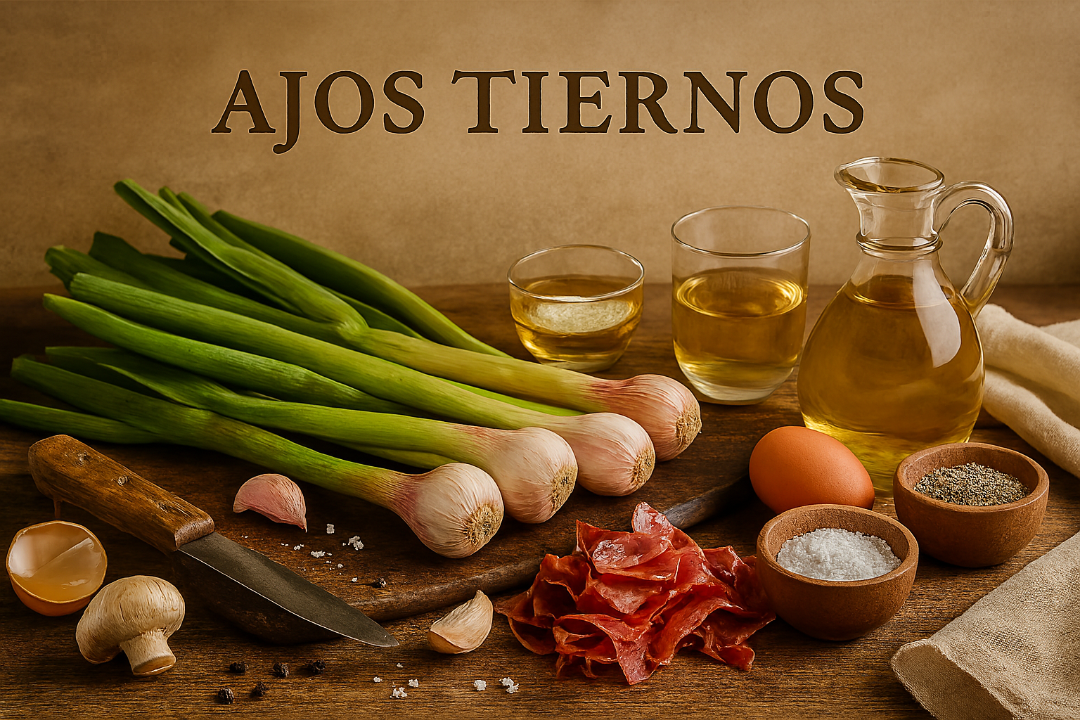 [:Ingredientes ajos tiernos salteados]