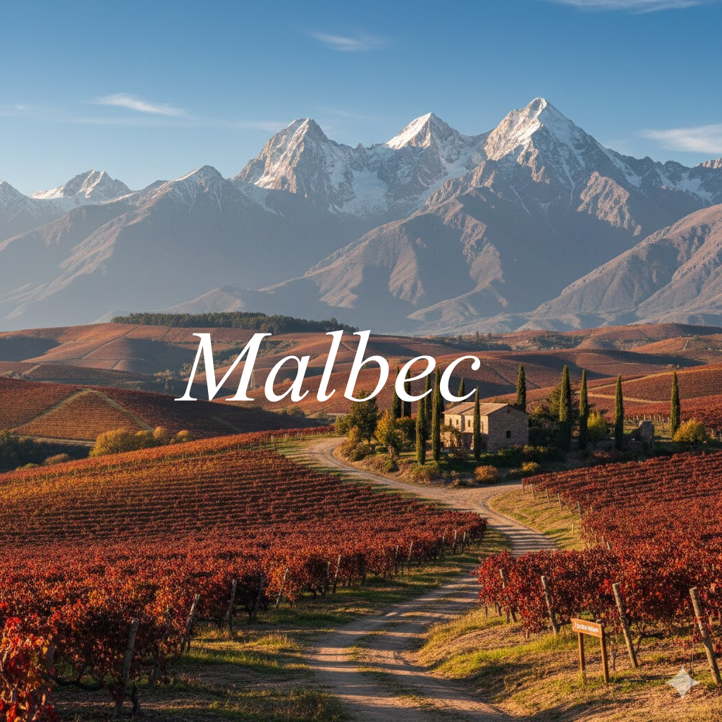 Viñedos de Malbec en terrazas andinas de Mendoza al atardecer
